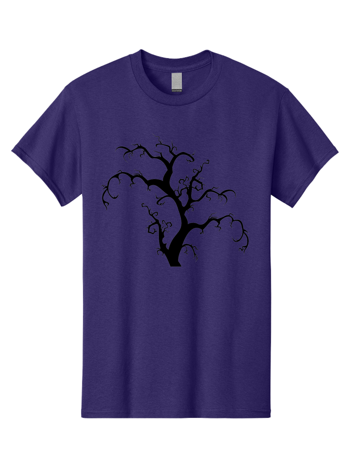 Dead-Tree-Silhouette Men'S Graphic Tee, 100% Cotton, Comfortable Casual Summer Wear, Machine Washable, Dead Tree Silhouette, Barren Branches, Spooky Atmosphere, Gothic Art, Mysterious, Haunting, Twisted, Eerie Aab213