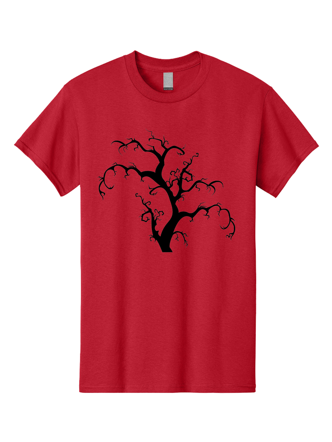 Dead-Tree-Silhouette Men'S Graphic Tee, 100% Cotton, Comfortable Casual Summer Wear, Machine Washable, Dead Tree Silhouette, Barren Branches, Spooky Atmosphere, Gothic Art, Mysterious, Haunting, Twisted, Eerie Aab213