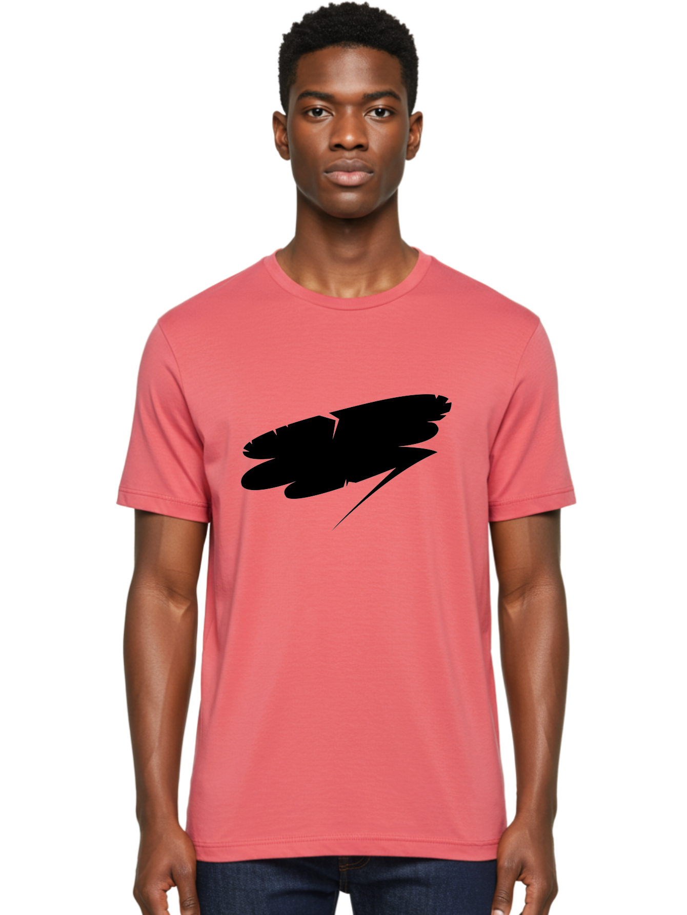 Feather-Silhouette Men'S Graphic Tee, 100% Cotton, Comfortable Casual Summer Wear, Machine Washable, Feather Silhouette, Black Feather, Minimalist Design, Simple Graphics, Bold Shapes, Graphic Elements, Abstract Art Aab214