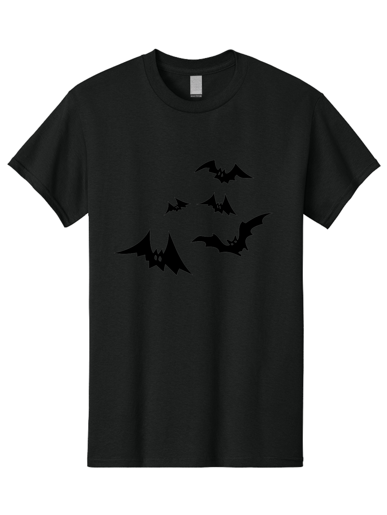 Flying-Bats Men'S Graphic Tee, 100% Cotton, Comfortable Casual Summer Wear, Machine Washable, Black Bats, Flying Bats, Halloween Symbols, Spooky Creatures, Gothic Decorations, Eerie Silhouettes, Dark Magic, Halloween Decorations Aab216