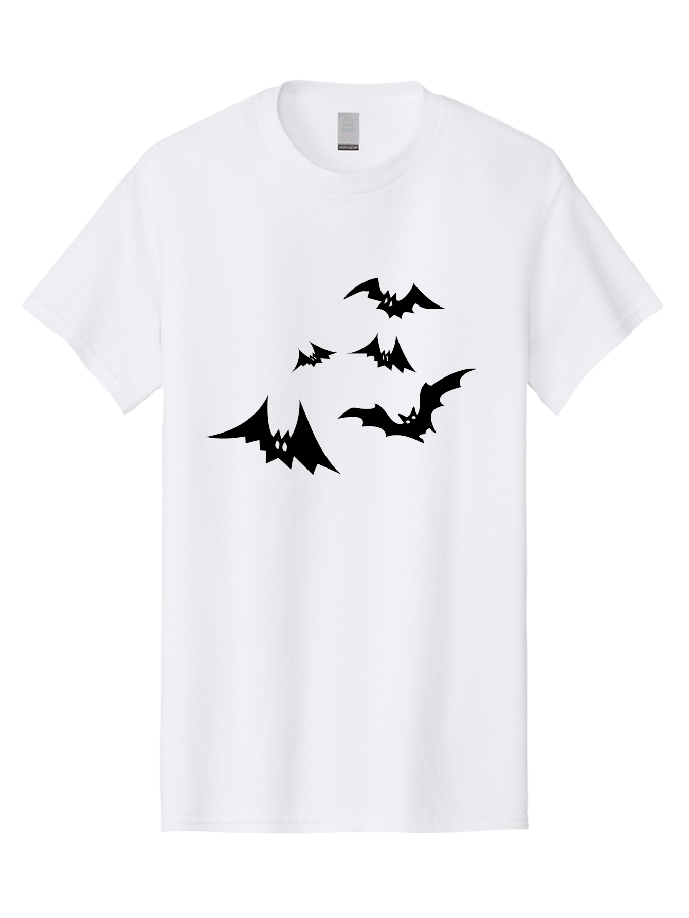 Flying-Bats Men'S Graphic Tee, 100% Cotton, Comfortable Casual Summer Wear, Machine Washable, Black Bats, Flying Bats, Halloween Symbols, Spooky Creatures, Gothic Decorations, Eerie Silhouettes, Dark Magic, Halloween Decorations Aab216
