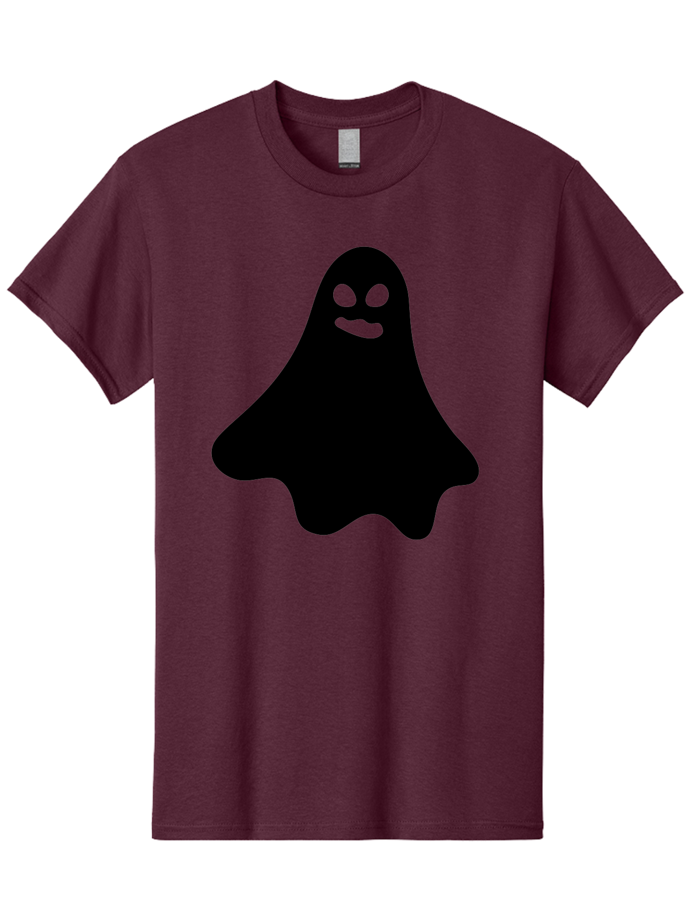 Ghost-1 Men'S Graphic Tee, 100% Cotton, Comfortable Casual Summer Wear, Machine Washable, Cartoon Ghost, Black Silhouette, Green Eyes, Smiling Face, Spooky Character, Halloween Icon, Cute Monster, Supernatural Being, Funny Ghost Aab217