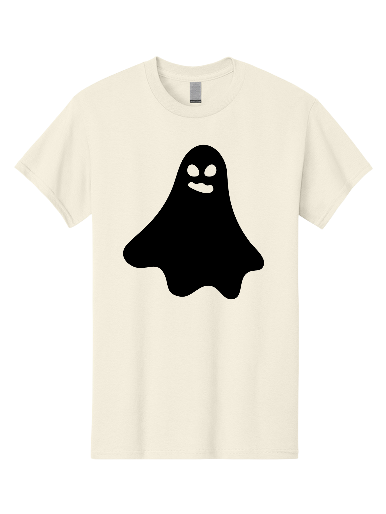 Ghost-1 Men'S Graphic Tee, 100% Cotton, Comfortable Casual Summer Wear, Machine Washable, Cartoon Ghost, Black Silhouette, Green Eyes, Smiling Face, Spooky Character, Halloween Icon, Cute Monster, Supernatural Being, Funny Ghost Aab217