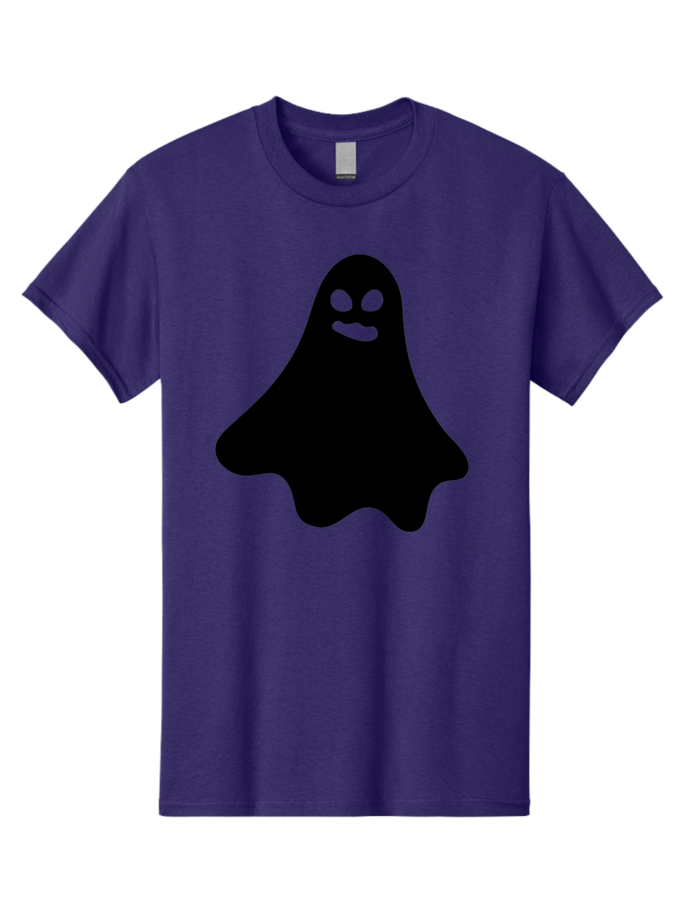 Ghost-1 Men'S Graphic Tee, 100% Cotton, Comfortable Casual Summer Wear, Machine Washable, Cartoon Ghost, Black Silhouette, Green Eyes, Smiling Face, Spooky Character, Halloween Icon, Cute Monster, Supernatural Being, Funny Ghost Aab217