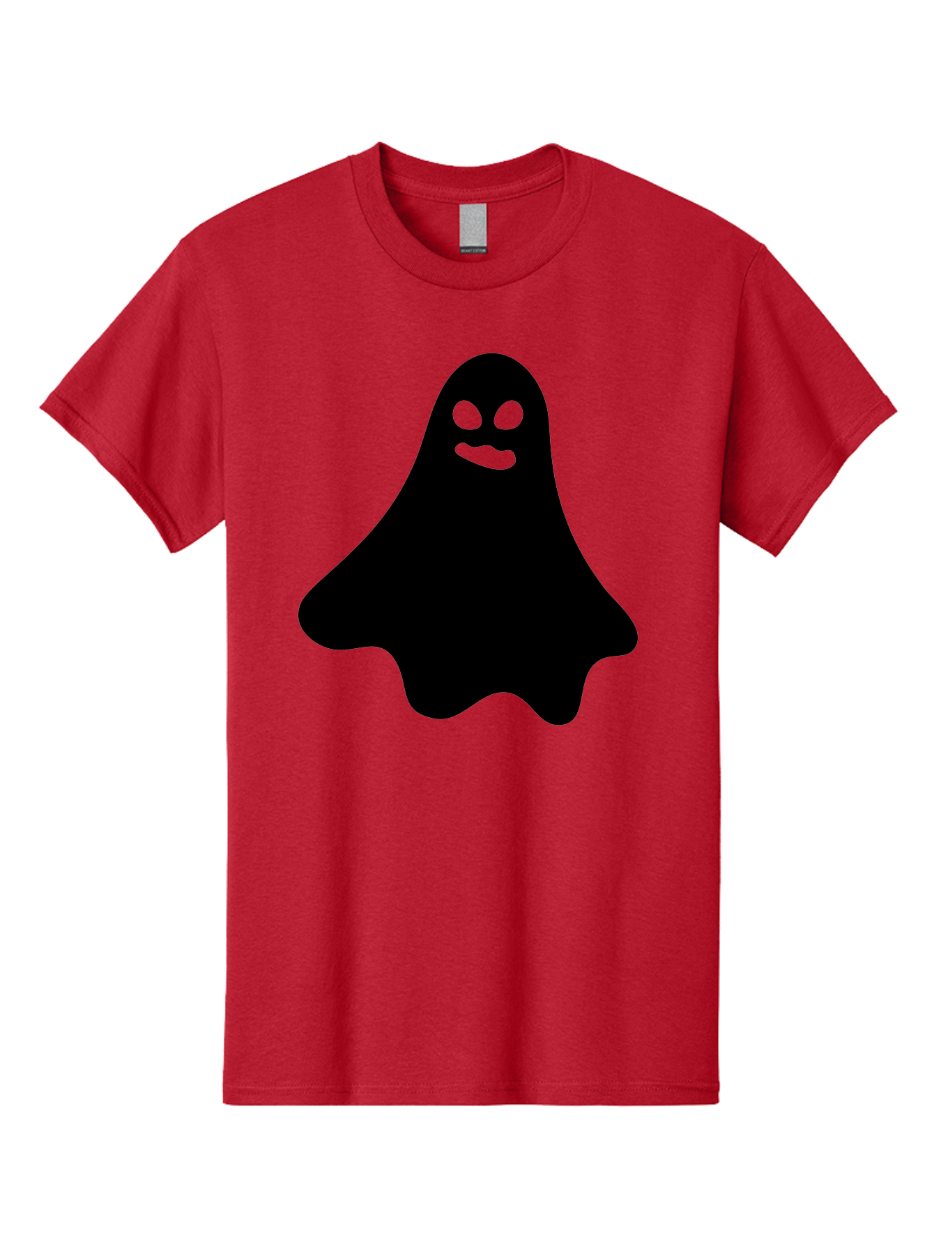 Ghost-1 Men'S Graphic Tee, 100% Cotton, Comfortable Casual Summer Wear, Machine Washable, Cartoon Ghost, Black Silhouette, Green Eyes, Smiling Face, Spooky Character, Halloween Icon, Cute Monster, Supernatural Being, Funny Ghost Aab217