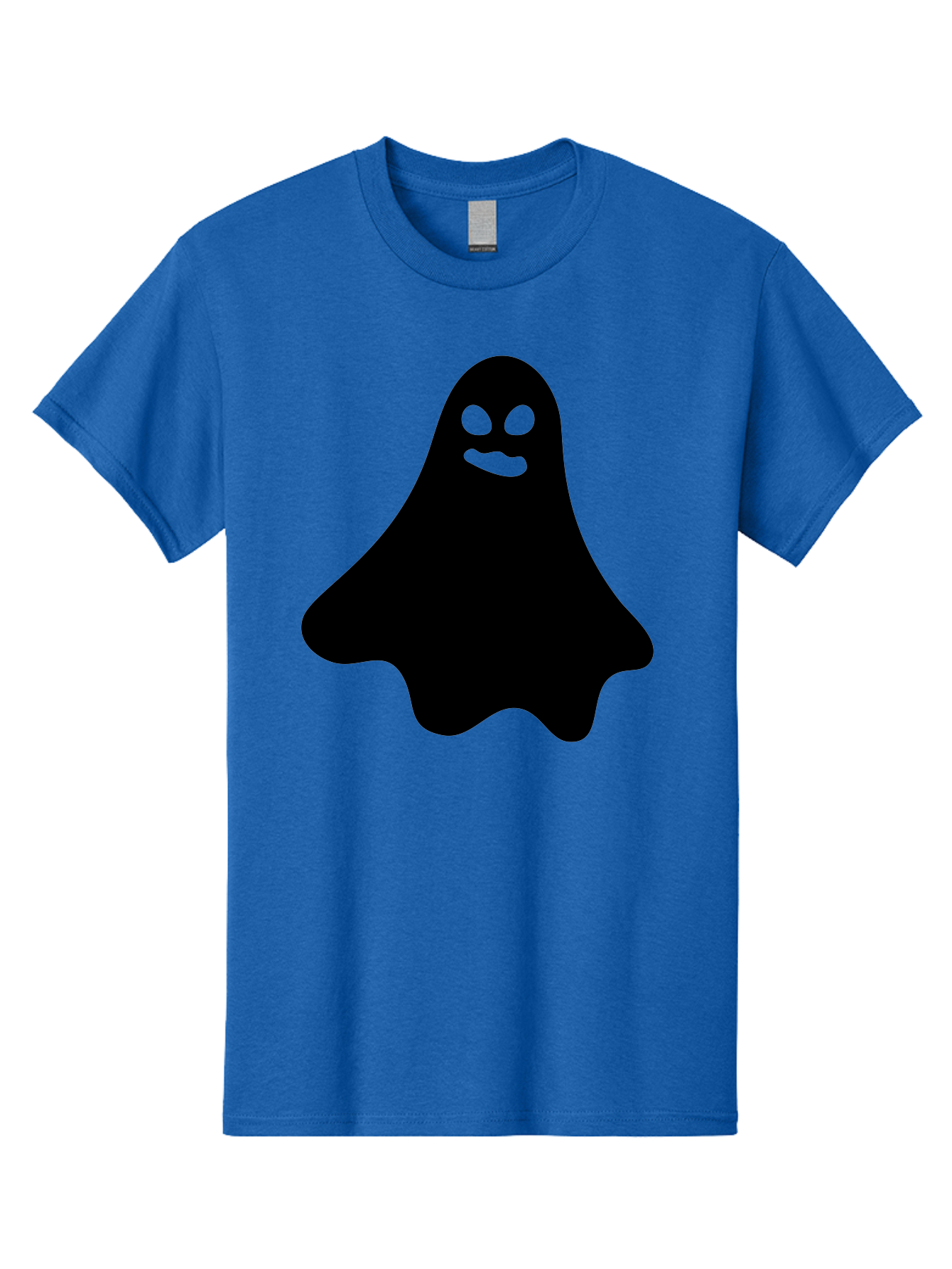 Ghost-1 Men'S Graphic Tee, 100% Cotton, Comfortable Casual Summer Wear, Machine Washable, Cartoon Ghost, Black Silhouette, Green Eyes, Smiling Face, Spooky Character, Halloween Icon, Cute Monster, Supernatural Being, Funny Ghost Aab217