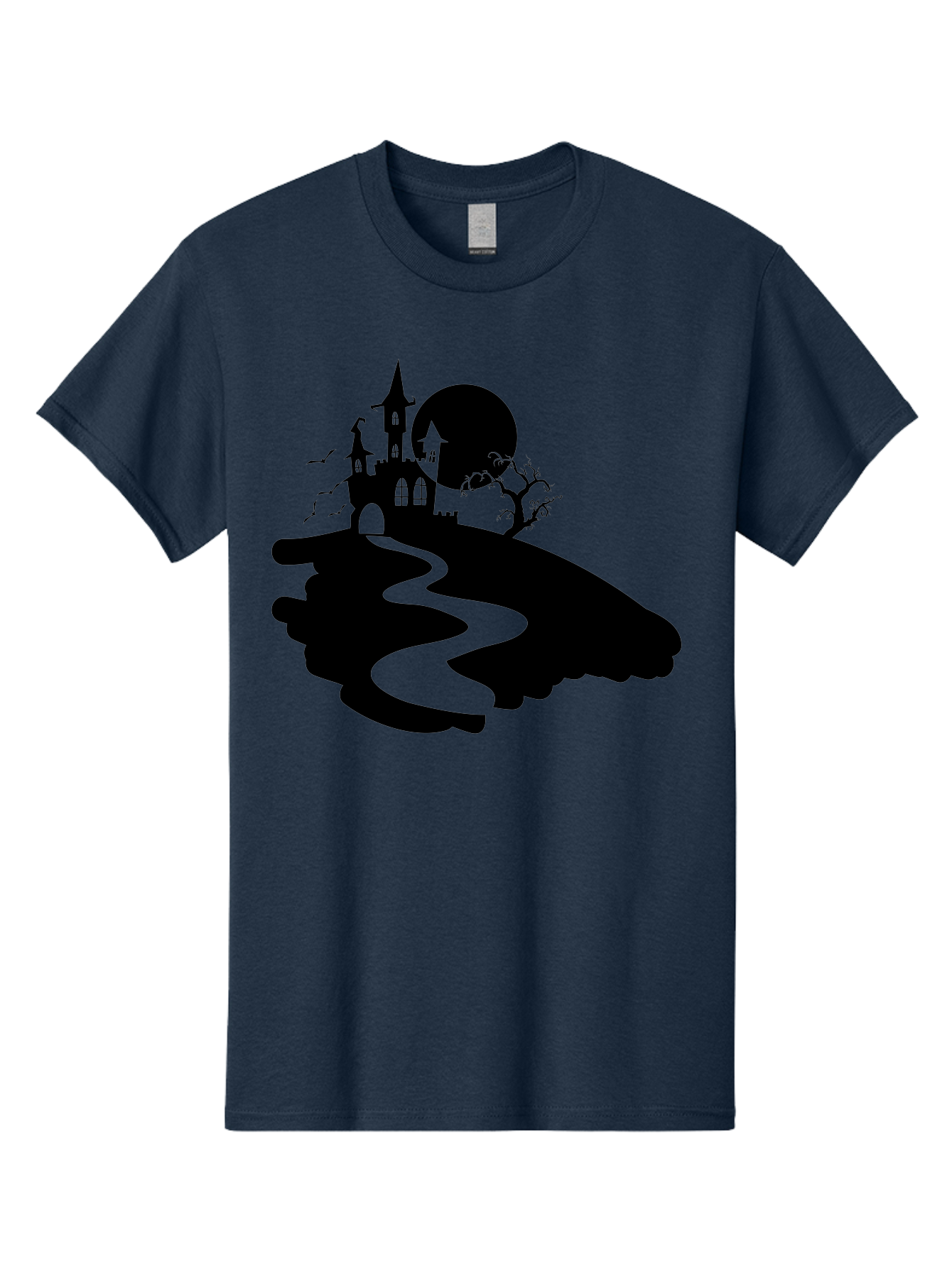 Hand-Holding-Haunted-Mansion Men'S Graphic Tee, 100% Cotton, Comfortable Casual Summer Wear, Machine Washable, Haunted Castle, Spooky Atmosphere, Witching Hour, Full Moon, Creepy Tree, Winding Path, Mystical Ambiance, Gothic Architecture, Aab220