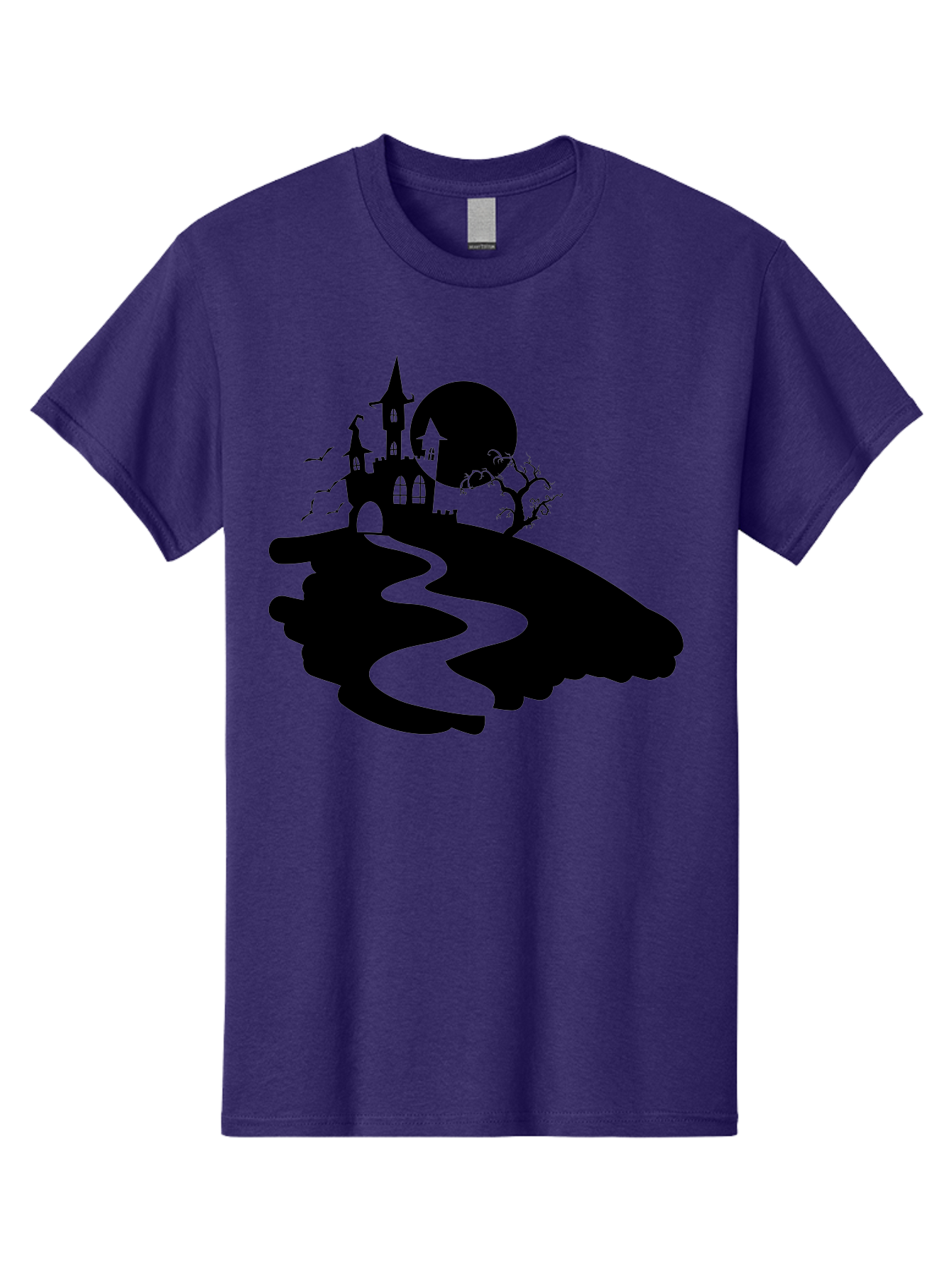 Hand-Holding-Haunted-Mansion Men'S Graphic Tee, 100% Cotton, Comfortable Casual Summer Wear, Machine Washable, Haunted Castle, Spooky Atmosphere, Witching Hour, Full Moon, Creepy Tree, Winding Path, Mystical Ambiance, Gothic Architecture, Aab220