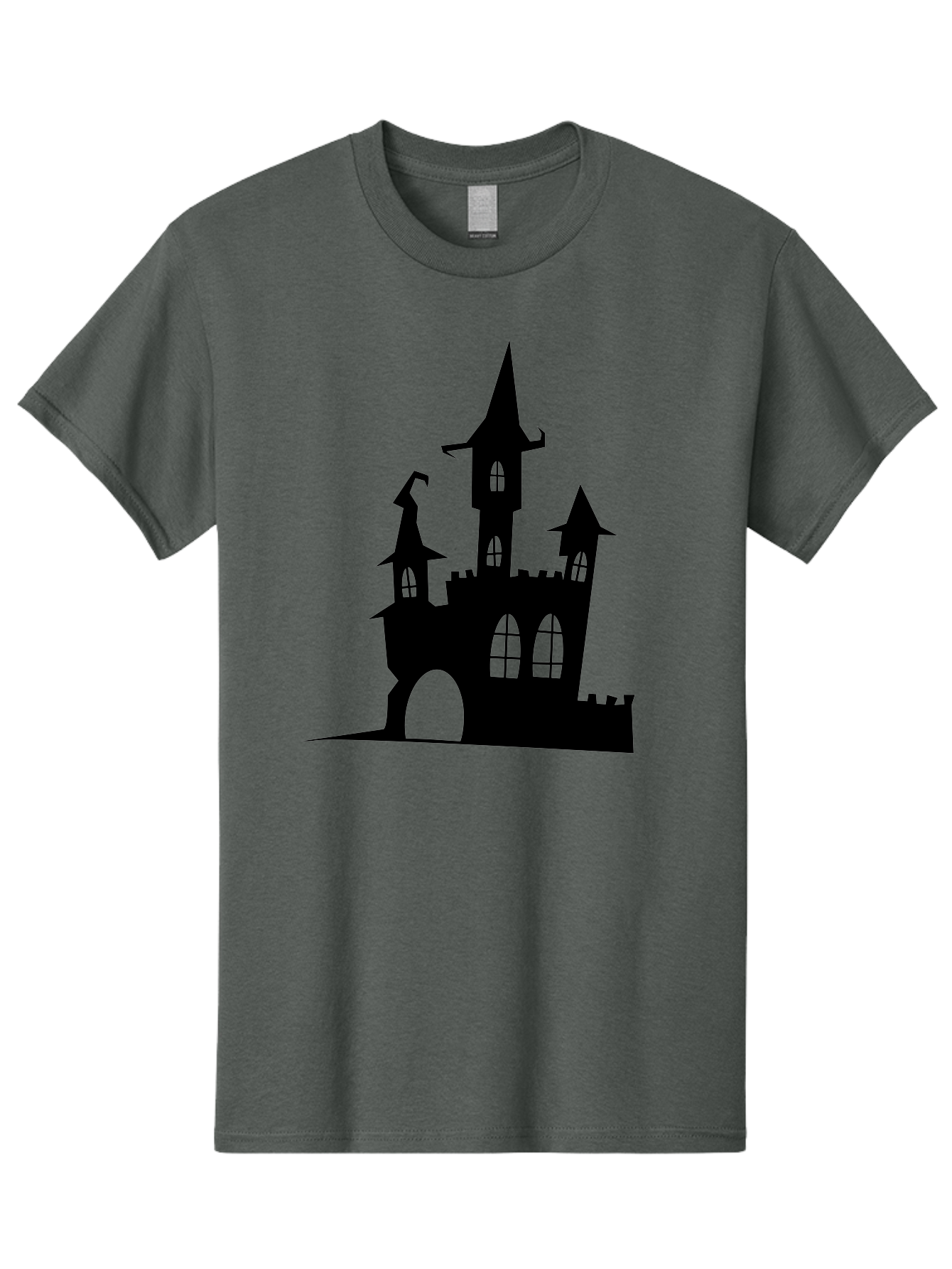 Haunted-Castle Men'S Graphic Tee, 100% Cotton, Comfortable Casual Summer Wear, Machine Washable, Haunted Castle, Spooky Atmosphere, Gothic Architecture, Mysterious Vibe, Fantasy World, Dark Magic, Witch'S Lair, Haunted Mansion, Eerie Feeling Aab222
