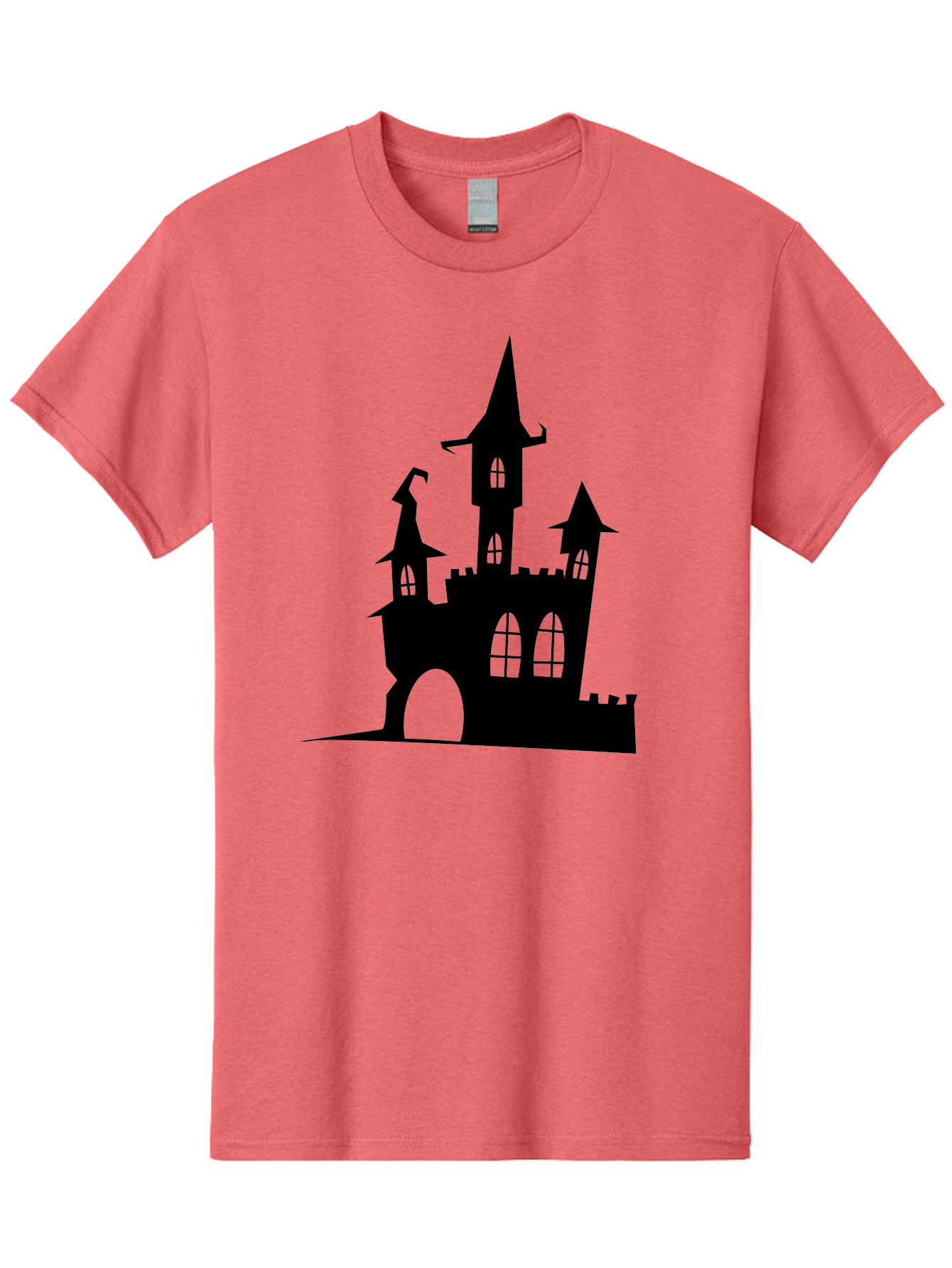 Haunted-Castle Men'S Graphic Tee, 100% Cotton, Comfortable Casual Summer Wear, Machine Washable, Haunted Castle, Spooky Atmosphere, Gothic Architecture, Mysterious Vibe, Fantasy World, Dark Magic, Witch'S Lair, Haunted Mansion, Eerie Feeling Aab222