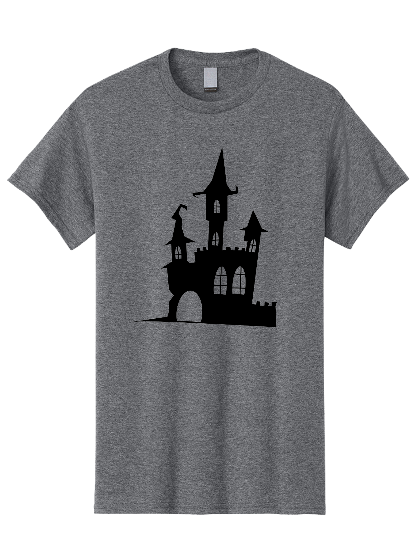 Haunted-Castle Men'S Graphic Tee, 100% Cotton, Comfortable Casual Summer Wear, Machine Washable, Haunted Castle, Spooky Atmosphere, Gothic Architecture, Mysterious Vibe, Fantasy World, Dark Magic, Witch'S Lair, Haunted Mansion, Eerie Feeling Aab222