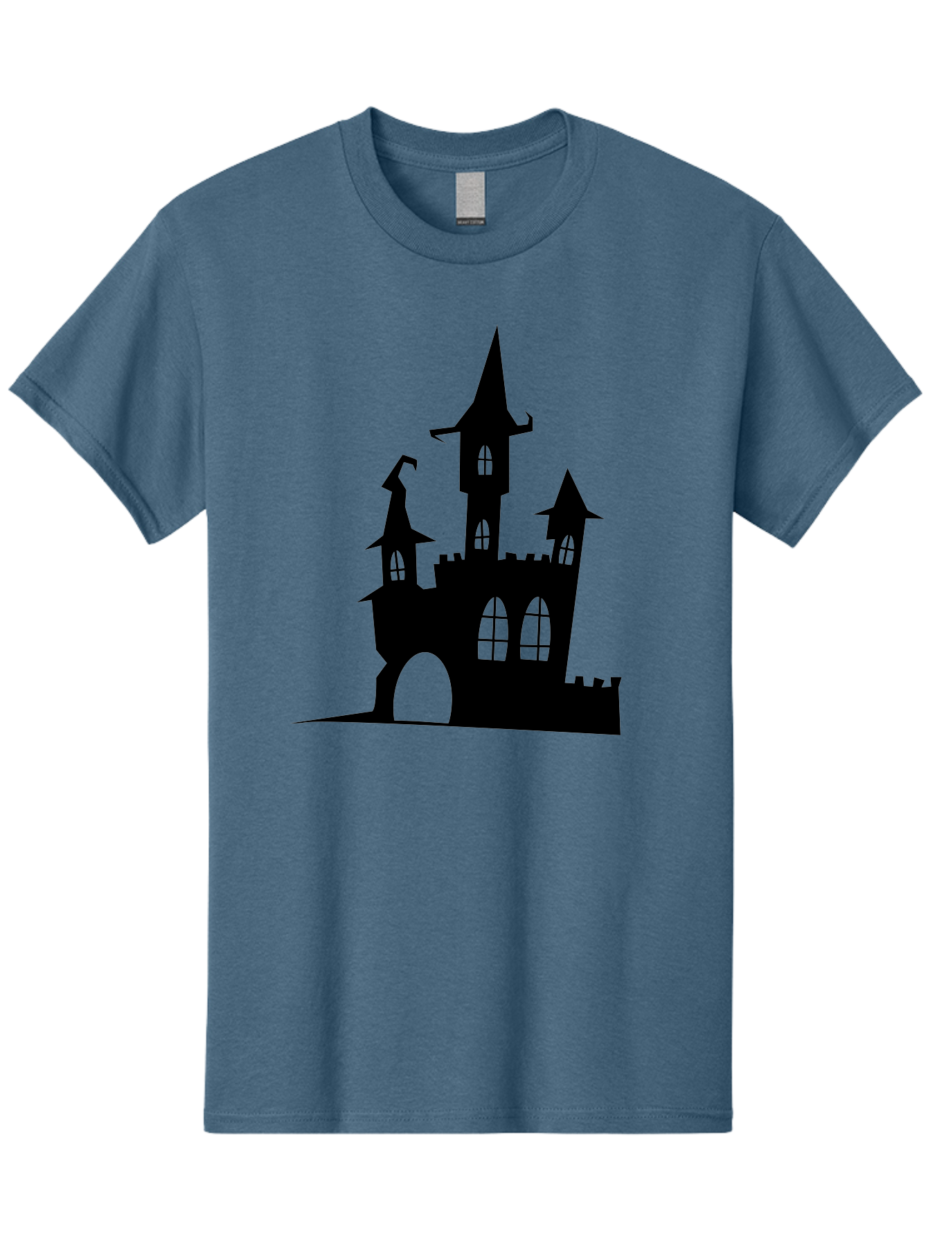 Haunted-Castle Men'S Graphic Tee, 100% Cotton, Comfortable Casual Summer Wear, Machine Washable, Haunted Castle, Spooky Atmosphere, Gothic Architecture, Mysterious Vibe, Fantasy World, Dark Magic, Witch'S Lair, Haunted Mansion, Eerie Feeling Aab222
