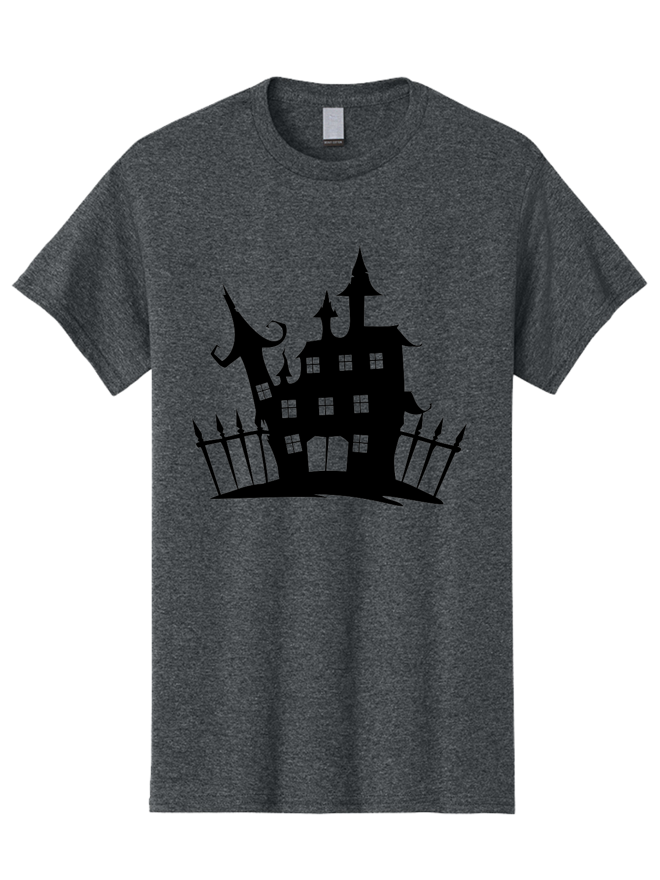 Haunted-House-1 Men'S Graphic Tee, 100% Cotton, Comfortable Casual Summer Wear, Machine Washable, Haunted Mansion, Creepy House, Horror Theme, Spooky Atmosphere, Gothic Architecture, Haunted Location, Eerie Vibe, Black Silhouette Aab223