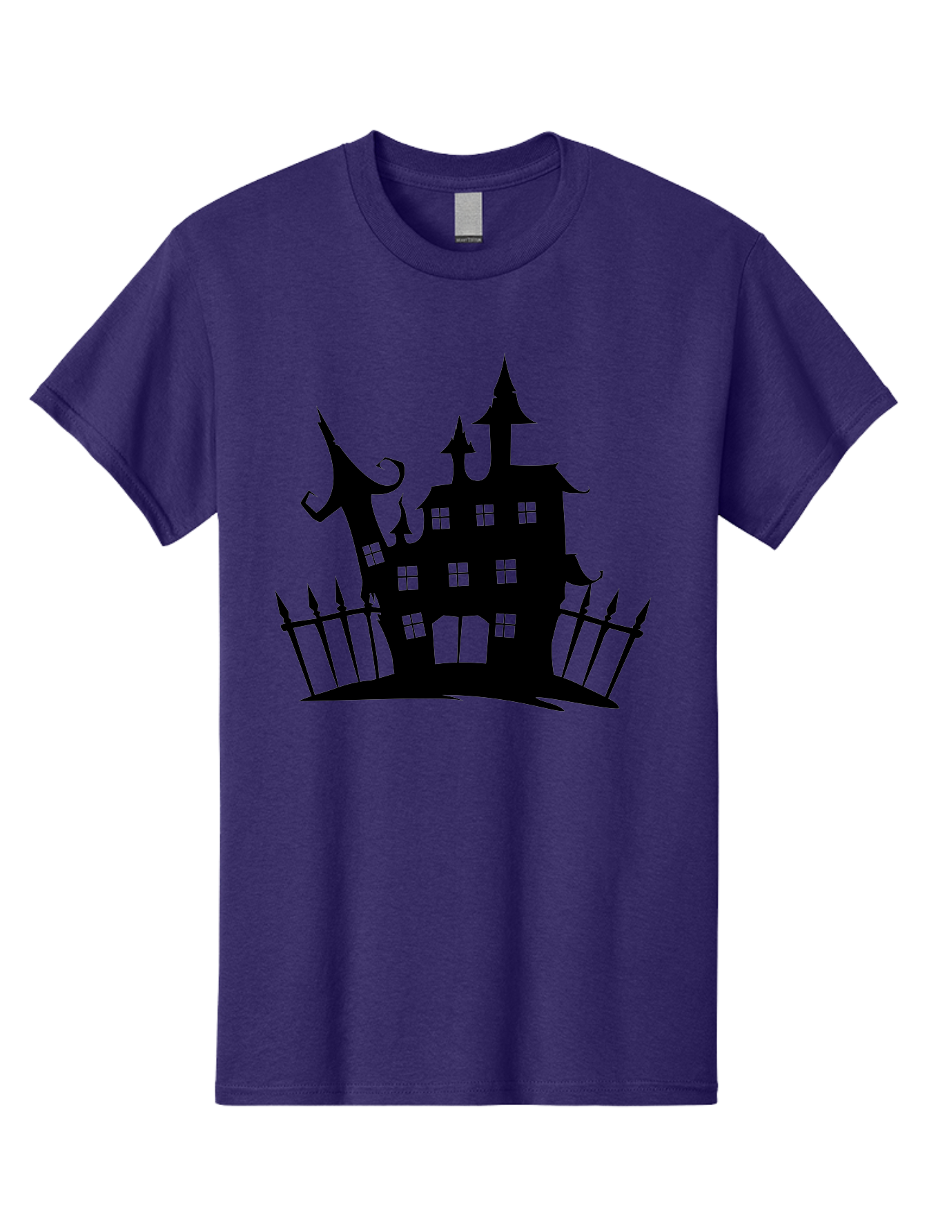 Haunted-House-1 Men'S Graphic Tee, 100% Cotton, Comfortable Casual Summer Wear, Machine Washable, Haunted Mansion, Creepy House, Horror Theme, Spooky Atmosphere, Gothic Architecture, Haunted Location, Eerie Vibe, Black Silhouette Aab223