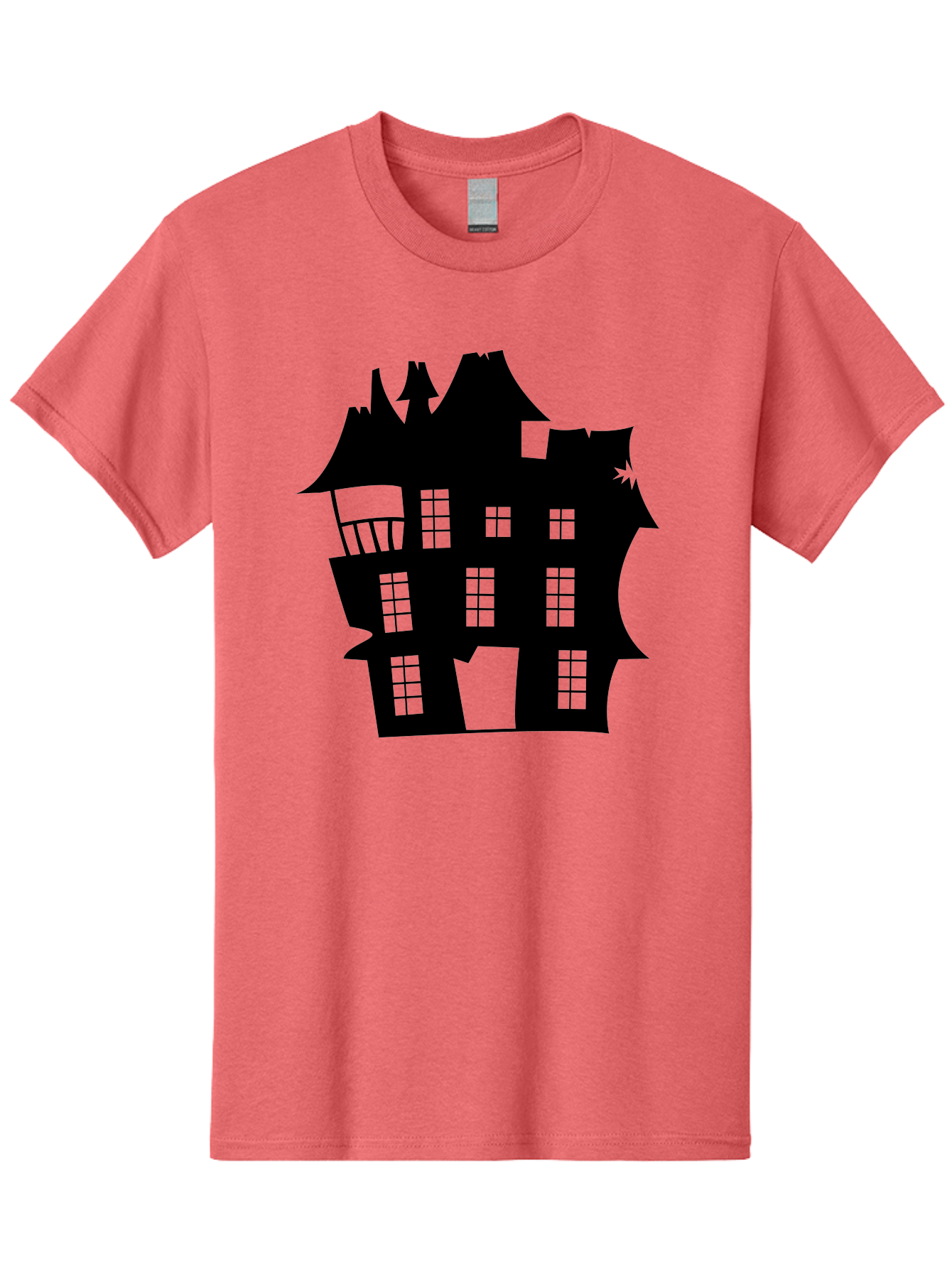 Haunted-House-Silhouette Men'S Graphic Tee, 100% Cotton, Comfortable Casual Summer Wear, Machine Washable, Haunted Mansion, Spooky Silhouette, Eerie Architecture, Creepy House, Haunted Building, Dark Atmosphere, Gothic Style, Mysterious Home Aab226