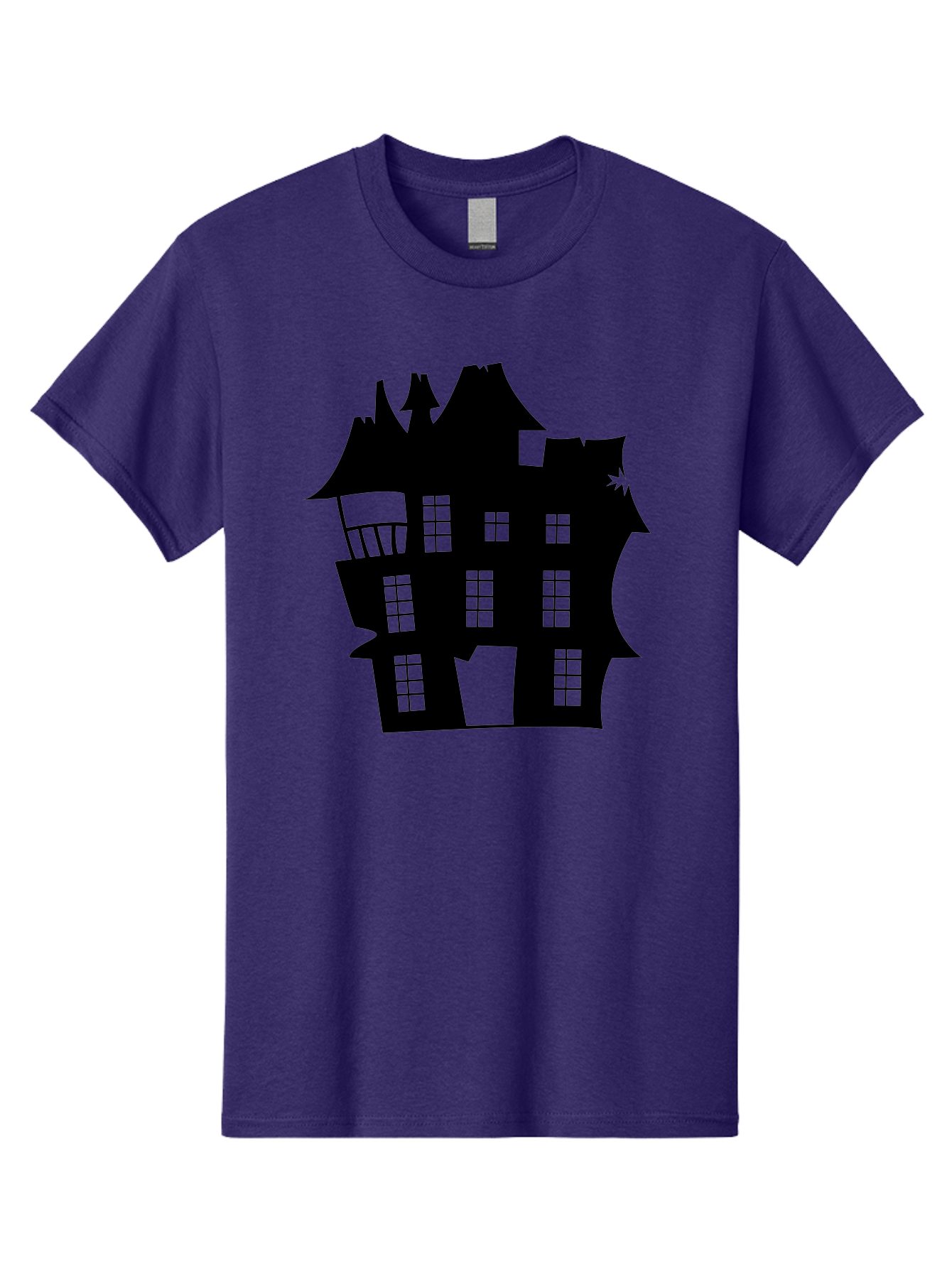 Haunted-House-Silhouette Men'S Graphic Tee, 100% Cotton, Comfortable Casual Summer Wear, Machine Washable, Haunted Mansion, Spooky Silhouette, Eerie Architecture, Creepy House, Haunted Building, Dark Atmosphere, Gothic Style, Mysterious Home Aab226