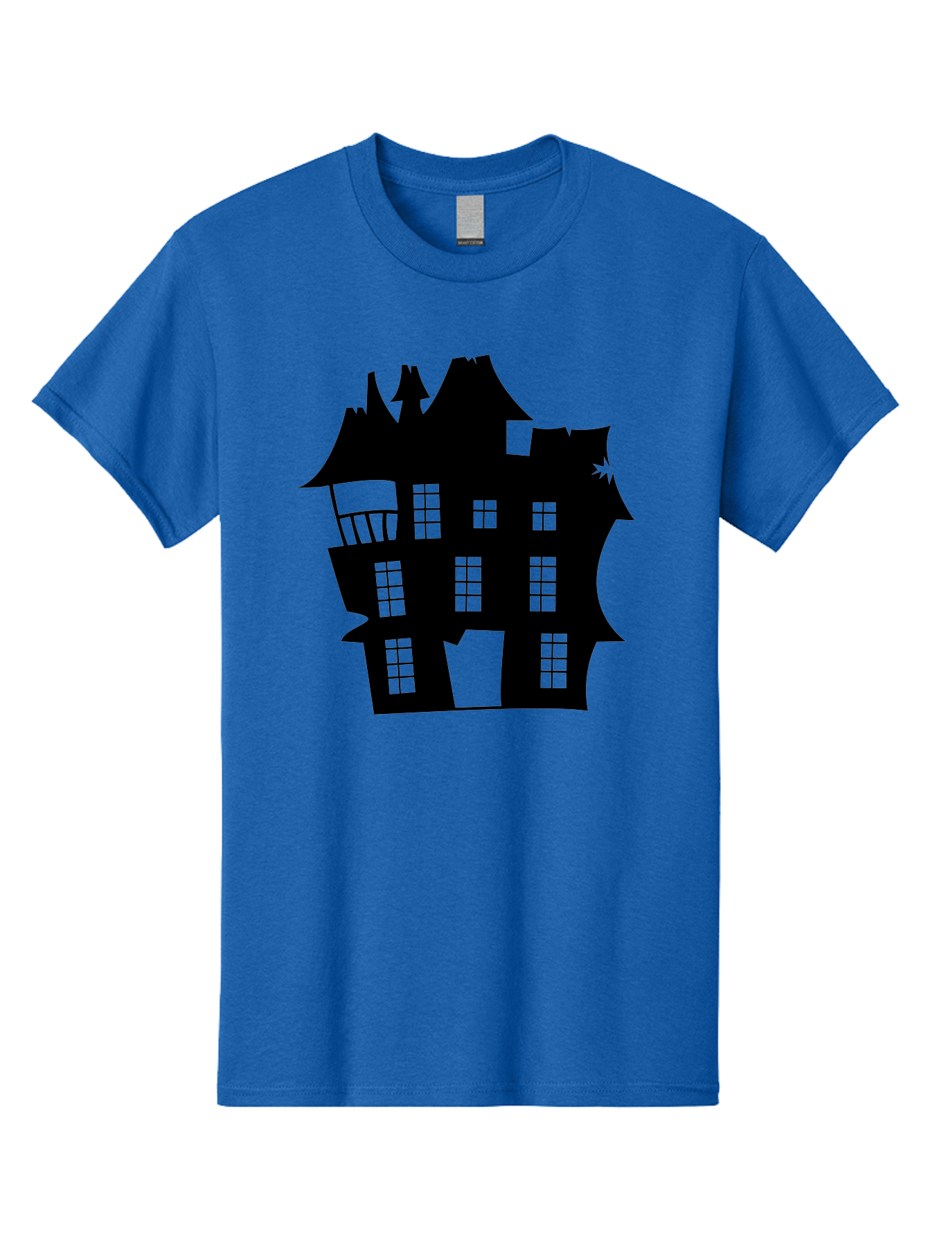 Haunted-House-Silhouette Men'S Graphic Tee, 100% Cotton, Comfortable Casual Summer Wear, Machine Washable, Haunted Mansion, Spooky Silhouette, Eerie Architecture, Creepy House, Haunted Building, Dark Atmosphere, Gothic Style, Mysterious Home Aab226