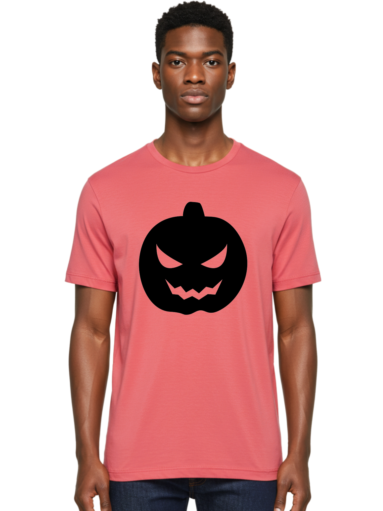 Jack-O-Lantern Men'S Graphic Tee, 100% Cotton, Comfortable Casual Summer Wear, Machine Washable, Halloween Pumpkin, Jack O Lantern, Spooky Face, Glowing Eyes, Menacing Grin, Autumn Decor, Fall Festival, Holiday Symbol, Scary Pumpkin, Aab230