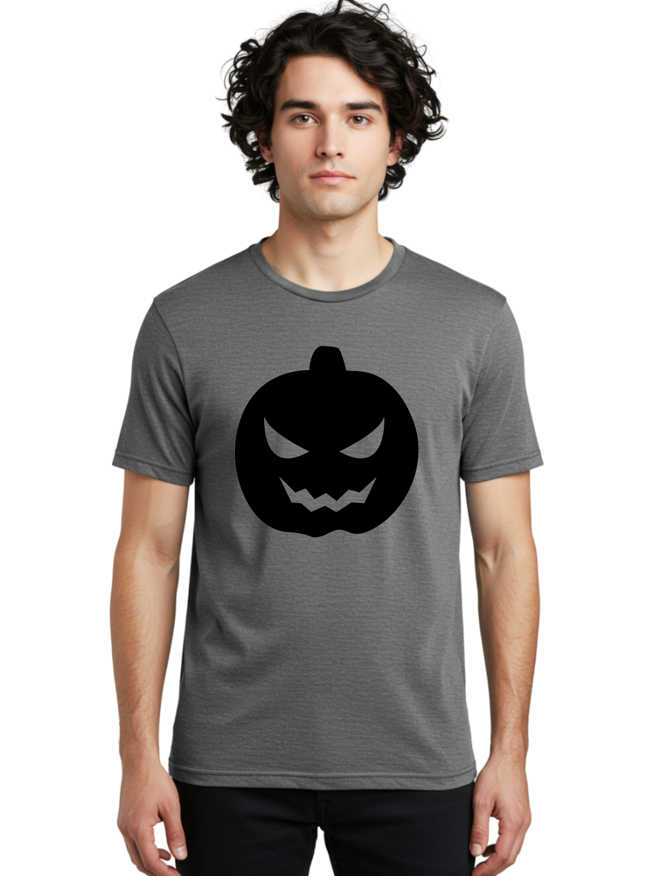 Jack-O-Lantern Men'S Graphic Tee, 100% Cotton, Comfortable Casual Summer Wear, Machine Washable, Halloween Pumpkin, Jack O Lantern, Spooky Face, Glowing Eyes, Menacing Grin, Autumn Decor, Fall Festival, Holiday Symbol, Scary Pumpkin, Aab230