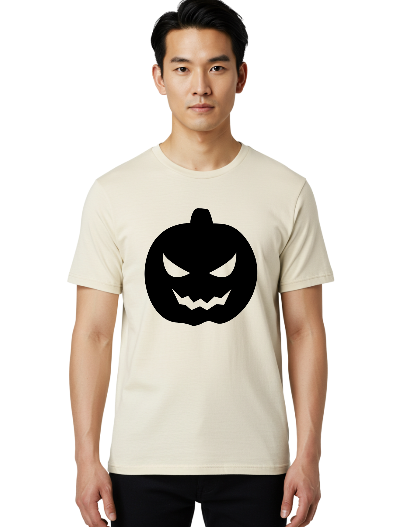 Jack-O-Lantern Men'S Graphic Tee, 100% Cotton, Comfortable Casual Summer Wear, Machine Washable, Halloween Pumpkin, Jack O Lantern, Spooky Face, Glowing Eyes, Menacing Grin, Autumn Decor, Fall Festival, Holiday Symbol, Scary Pumpkin, Aab230