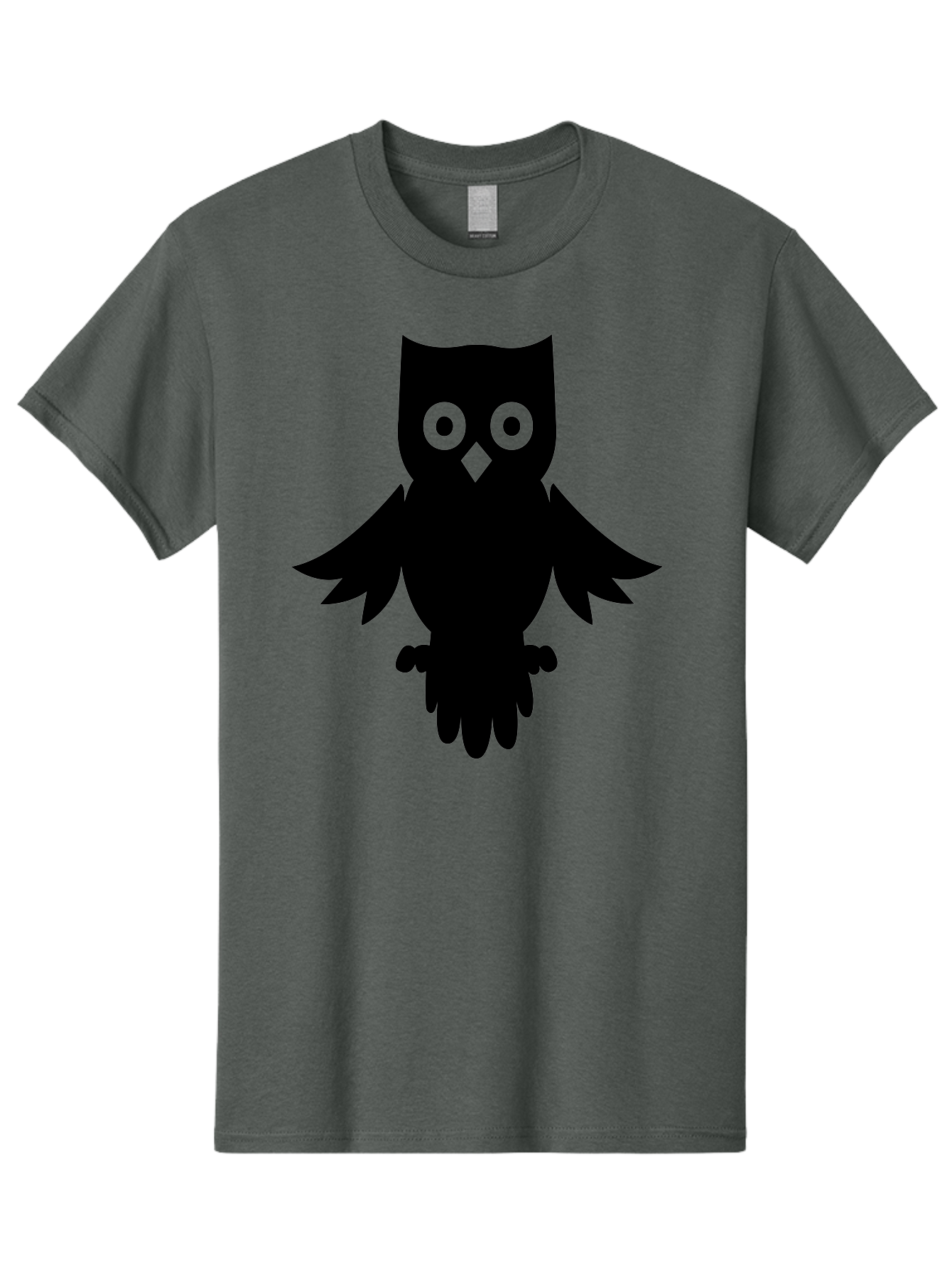 Owl-Silhouette Men'S Graphic Tee, 100% Cotton, Comfortable Casual Summer Wear, Machine Washable, Owl Silhouette, Black Owl, Green Eyes, Diamond Beak, Wingspan, Nocturnal Bird, Wise Animal, Cartoon Style, Simple Design, Owl Art Aab231