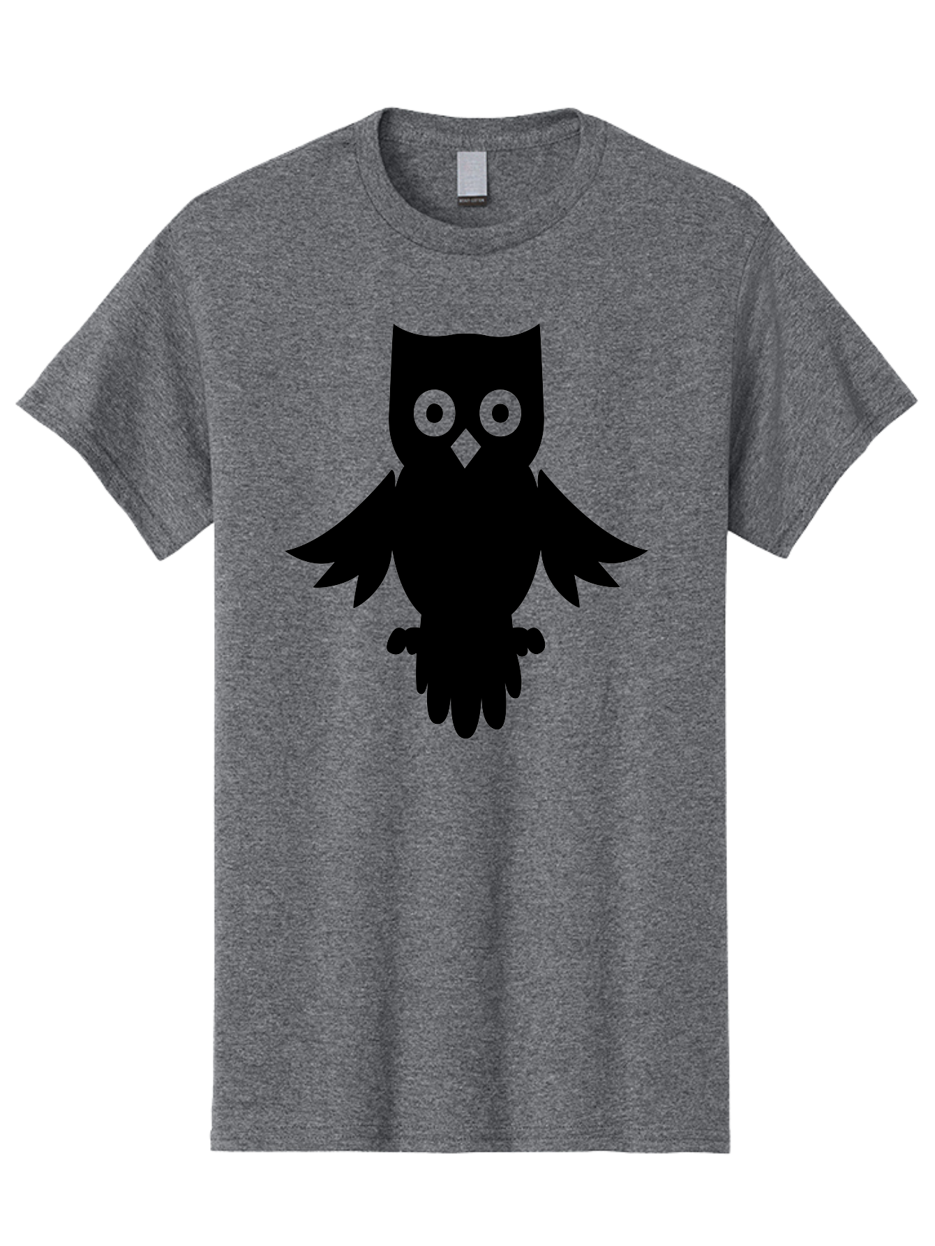 Owl-Silhouette Men'S Graphic Tee, 100% Cotton, Comfortable Casual Summer Wear, Machine Washable, Owl Silhouette, Black Owl, Green Eyes, Diamond Beak, Wingspan, Nocturnal Bird, Wise Animal, Cartoon Style, Simple Design, Owl Art Aab231