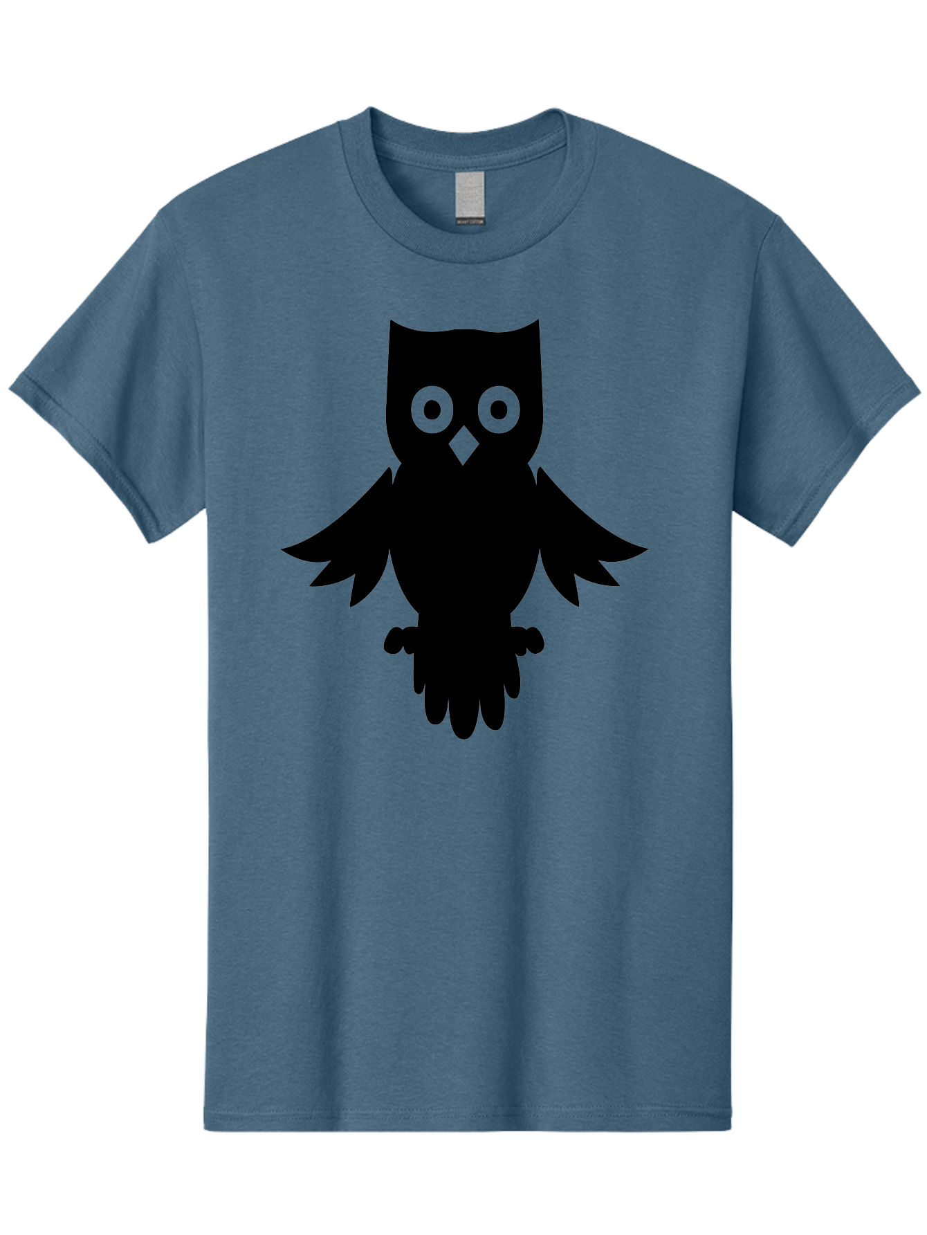 Owl-Silhouette Men'S Graphic Tee, 100% Cotton, Comfortable Casual Summer Wear, Machine Washable, Owl Silhouette, Black Owl, Green Eyes, Diamond Beak, Wingspan, Nocturnal Bird, Wise Animal, Cartoon Style, Simple Design, Owl Art Aab231