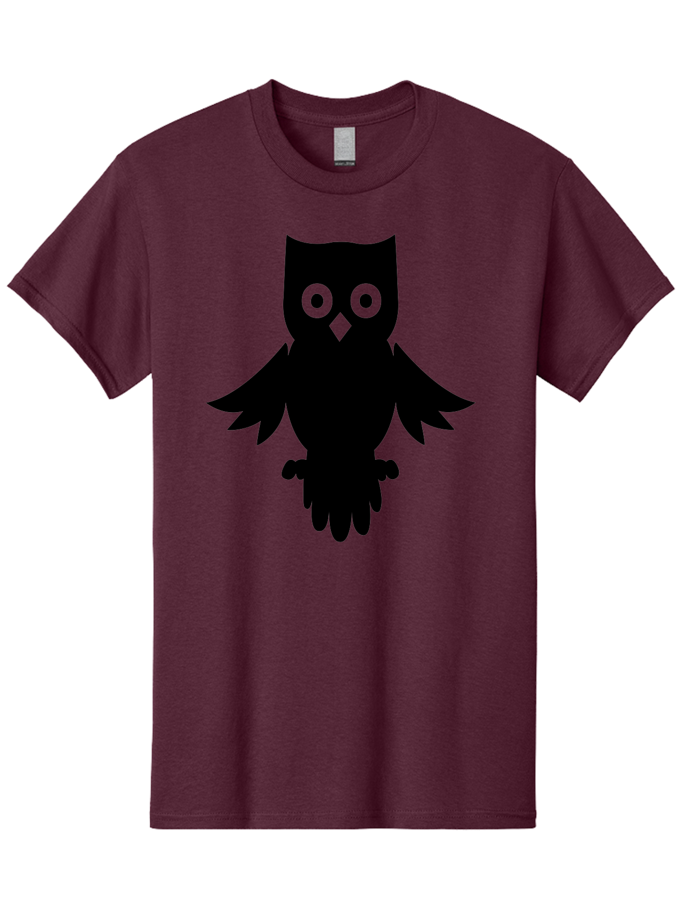 Owl-Silhouette Men'S Graphic Tee, 100% Cotton, Comfortable Casual Summer Wear, Machine Washable, Owl Silhouette, Black Owl, Green Eyes, Diamond Beak, Wingspan, Nocturnal Bird, Wise Animal, Cartoon Style, Simple Design, Owl Art Aab231
