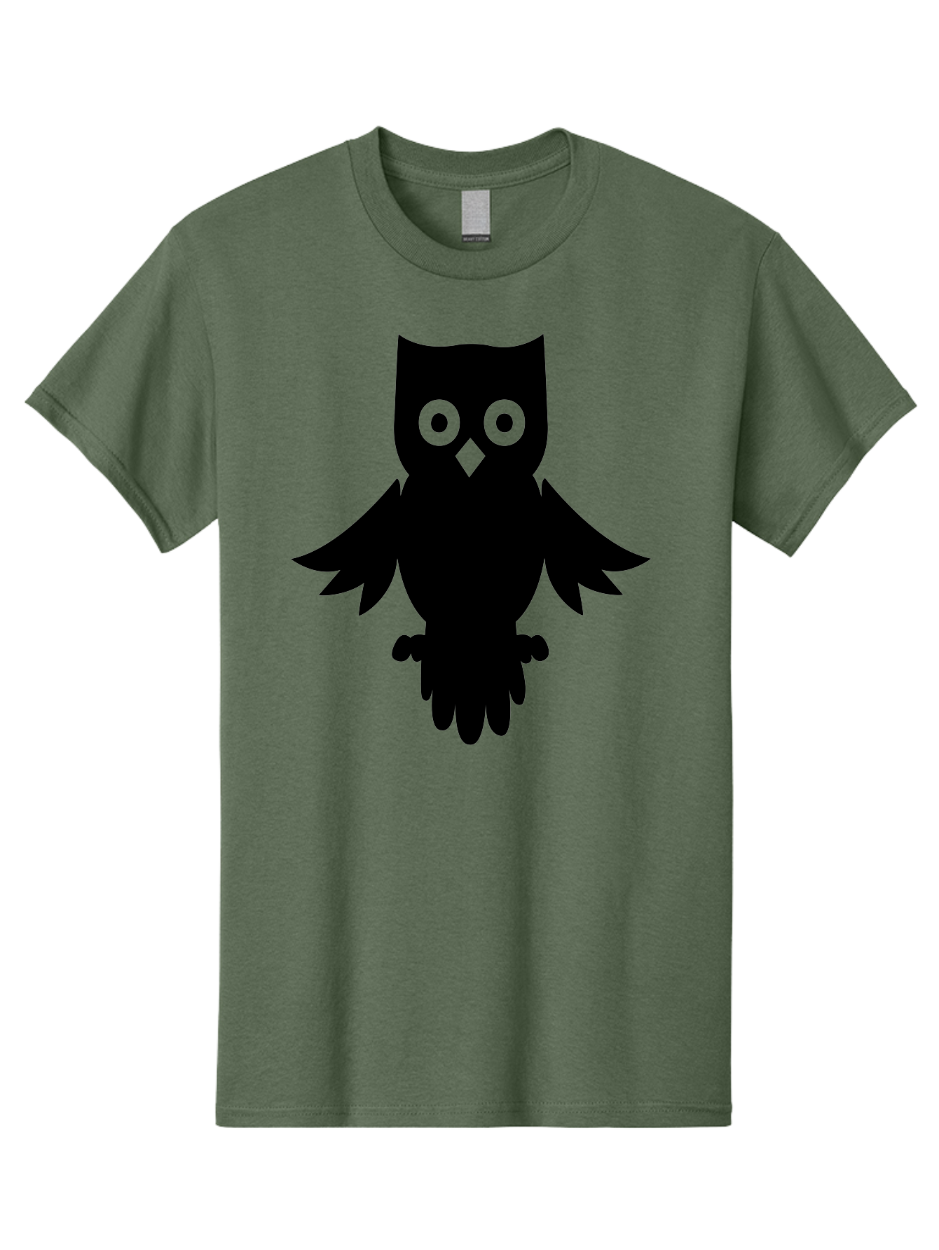 Owl-Silhouette Men'S Graphic Tee, 100% Cotton, Comfortable Casual Summer Wear, Machine Washable, Owl Silhouette, Black Owl, Green Eyes, Diamond Beak, Wingspan, Nocturnal Bird, Wise Animal, Cartoon Style, Simple Design, Owl Art Aab231