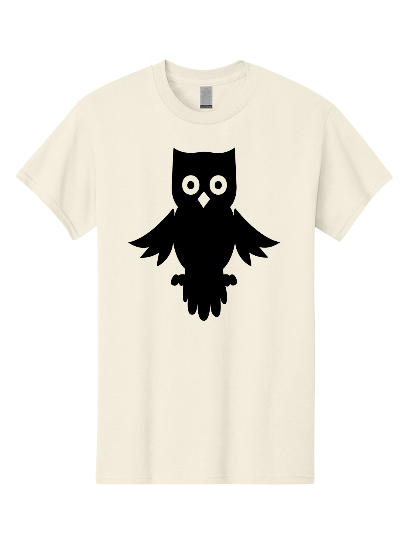Owl-Silhouette Men'S Graphic Tee, 100% Cotton, Comfortable Casual Summer Wear, Machine Washable, Owl Silhouette, Black Owl, Green Eyes, Diamond Beak, Wingspan, Nocturnal Bird, Wise Animal, Cartoon Style, Simple Design, Owl Art Aab231