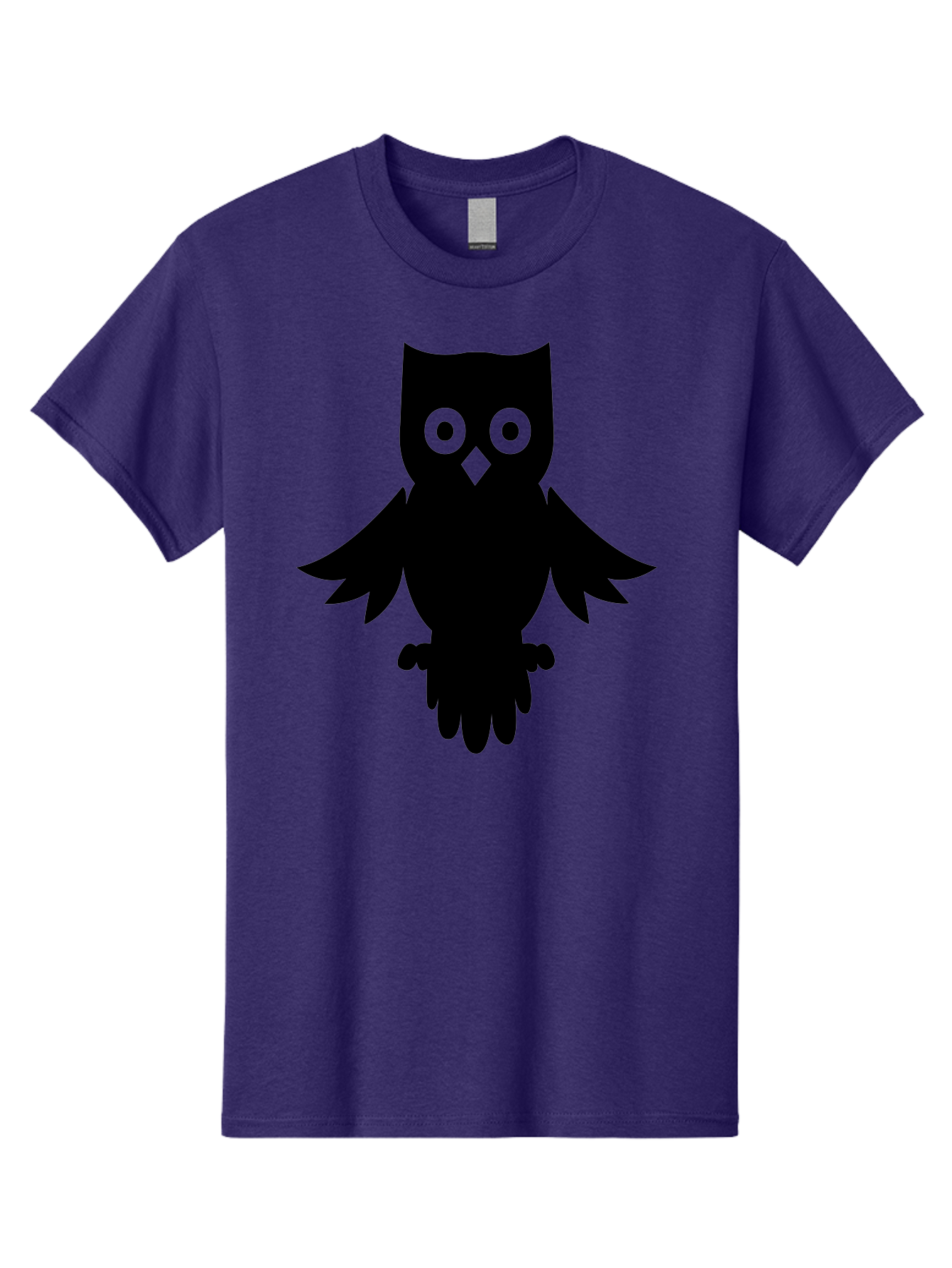 Owl-Silhouette Men'S Graphic Tee, 100% Cotton, Comfortable Casual Summer Wear, Machine Washable, Owl Silhouette, Black Owl, Green Eyes, Diamond Beak, Wingspan, Nocturnal Bird, Wise Animal, Cartoon Style, Simple Design, Owl Art Aab231