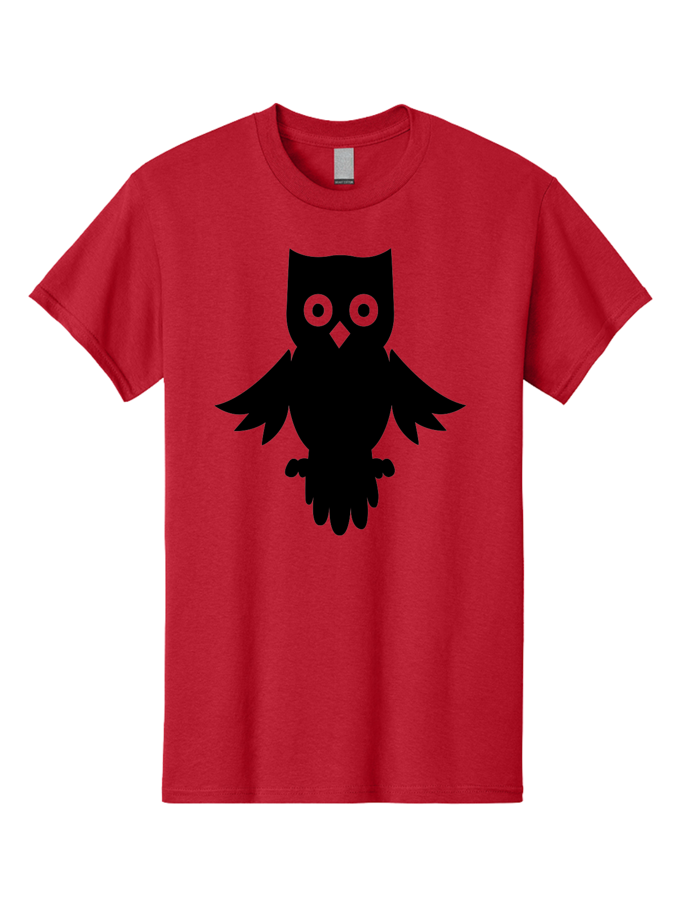 Owl-Silhouette Men'S Graphic Tee, 100% Cotton, Comfortable Casual Summer Wear, Machine Washable, Owl Silhouette, Black Owl, Green Eyes, Diamond Beak, Wingspan, Nocturnal Bird, Wise Animal, Cartoon Style, Simple Design, Owl Art Aab231