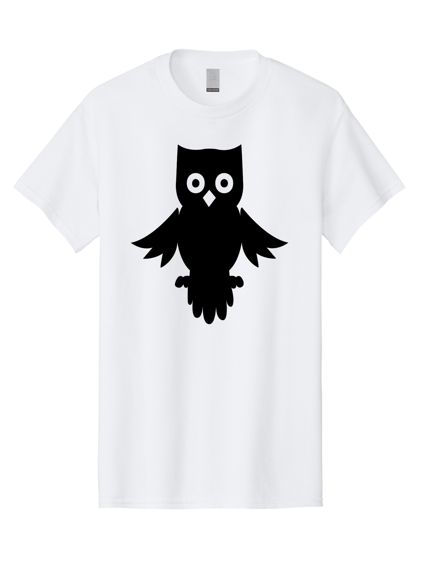Owl-Silhouette Men'S Graphic Tee, 100% Cotton, Comfortable Casual Summer Wear, Machine Washable, Owl Silhouette, Black Owl, Green Eyes, Diamond Beak, Wingspan, Nocturnal Bird, Wise Animal, Cartoon Style, Simple Design, Owl Art Aab231