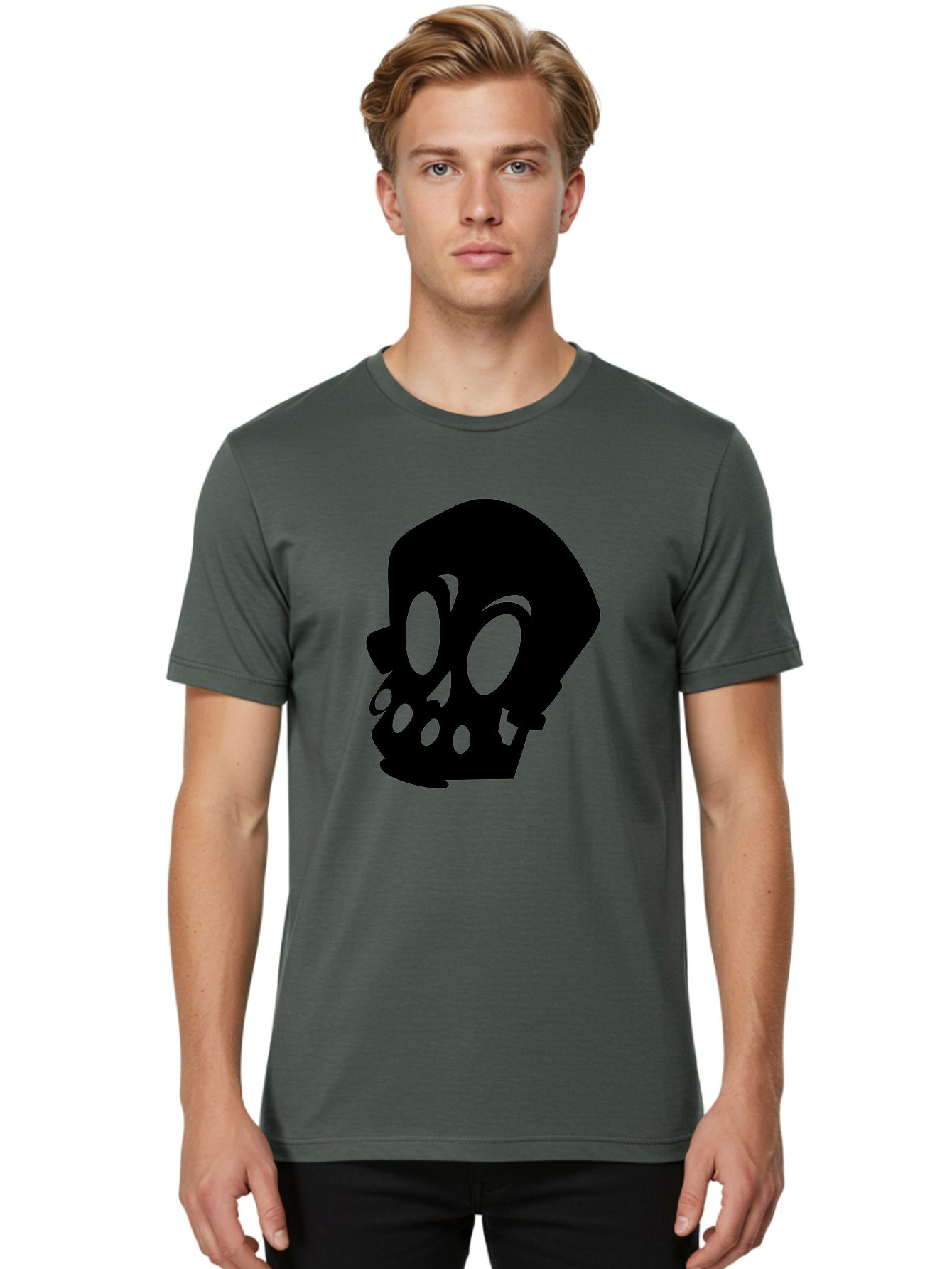Skull Men'S Graphic Tee, 100% Cotton, Comfortable Casual Summer Wear, Machine Washable, Human Skull, Death Symbol, Gothic Icon, Spooky Emblem, Dark Imagery, Skull Illustration, Goth Culture, Halloween Symbol, Skull Art Aab233