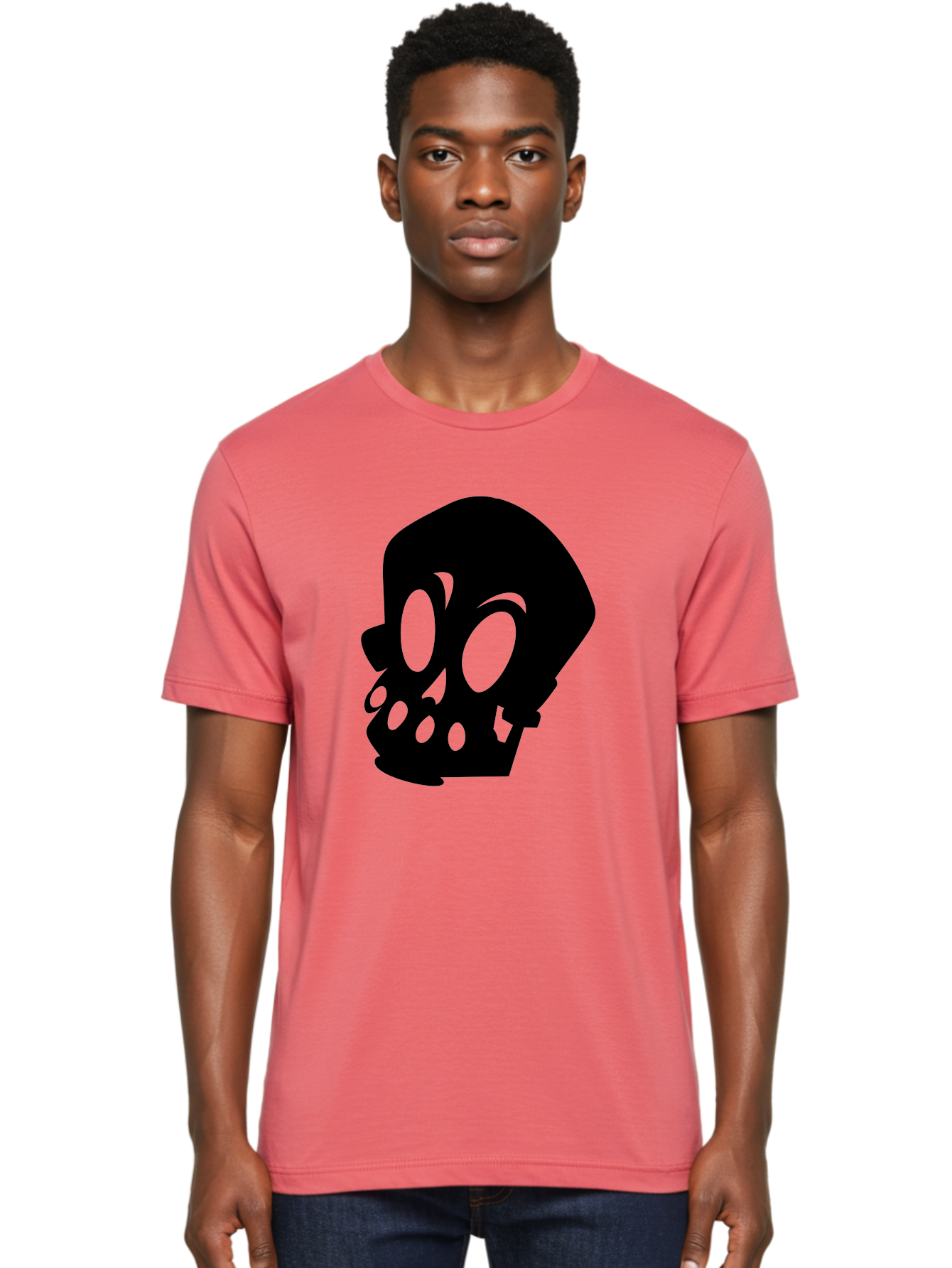 Skull Men'S Graphic Tee, 100% Cotton, Comfortable Casual Summer Wear, Machine Washable, Human Skull, Death Symbol, Gothic Icon, Spooky Emblem, Dark Imagery, Skull Illustration, Goth Culture, Halloween Symbol, Skull Art Aab233