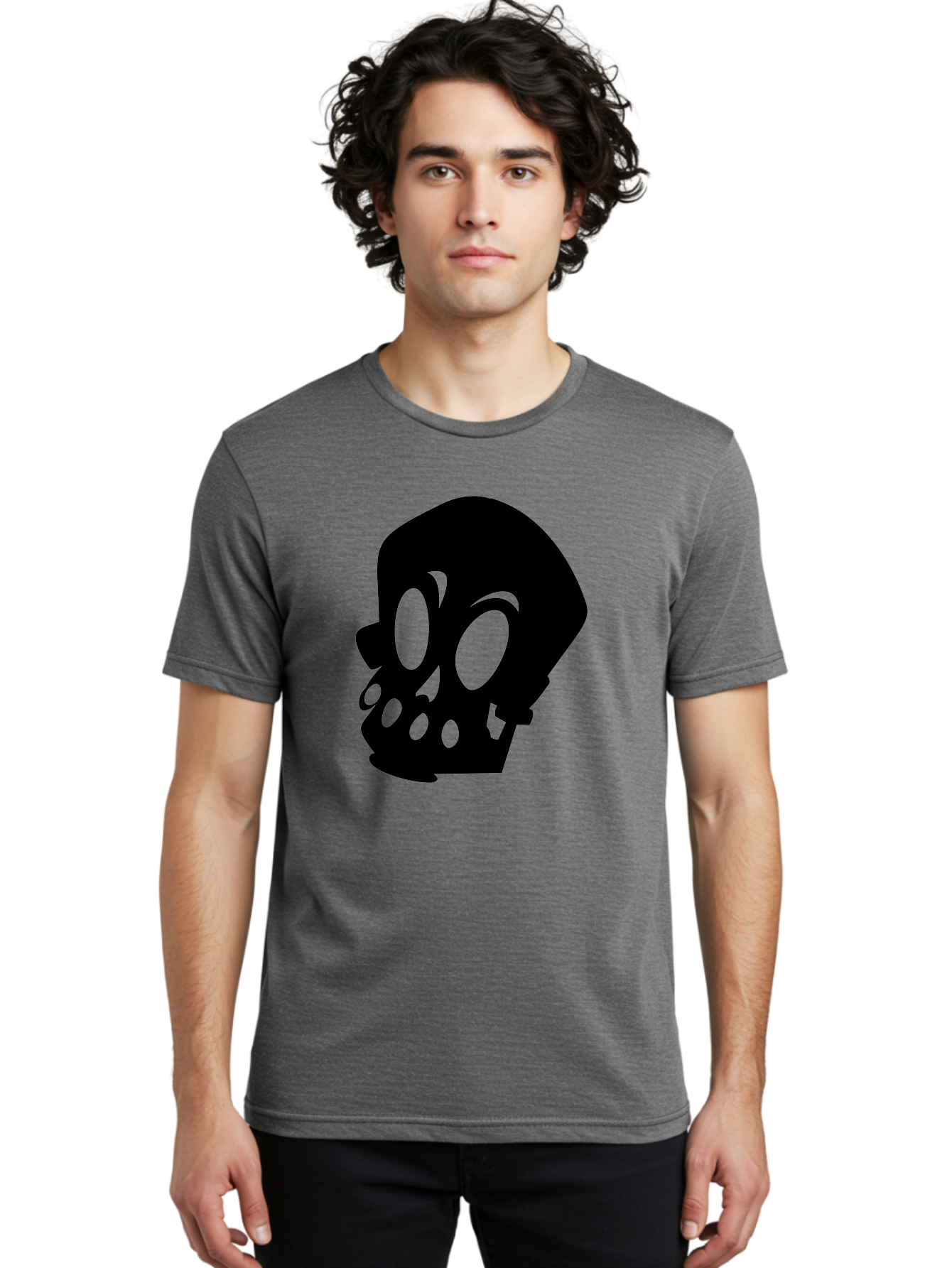 Skull Men'S Graphic Tee, 100% Cotton, Comfortable Casual Summer Wear, Machine Washable, Human Skull, Death Symbol, Gothic Icon, Spooky Emblem, Dark Imagery, Skull Illustration, Goth Culture, Halloween Symbol, Skull Art Aab233