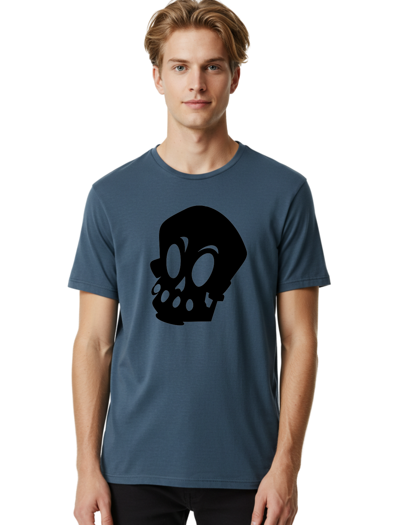 Skull Men'S Graphic Tee, 100% Cotton, Comfortable Casual Summer Wear, Machine Washable, Human Skull, Death Symbol, Gothic Icon, Spooky Emblem, Dark Imagery, Skull Illustration, Goth Culture, Halloween Symbol, Skull Art Aab233