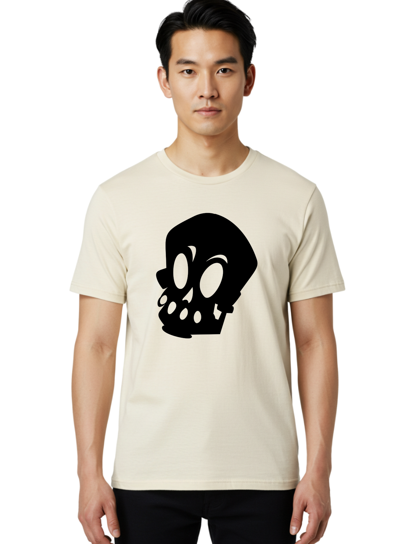 Skull Men'S Graphic Tee, 100% Cotton, Comfortable Casual Summer Wear, Machine Washable, Human Skull, Death Symbol, Gothic Icon, Spooky Emblem, Dark Imagery, Skull Illustration, Goth Culture, Halloween Symbol, Skull Art Aab233