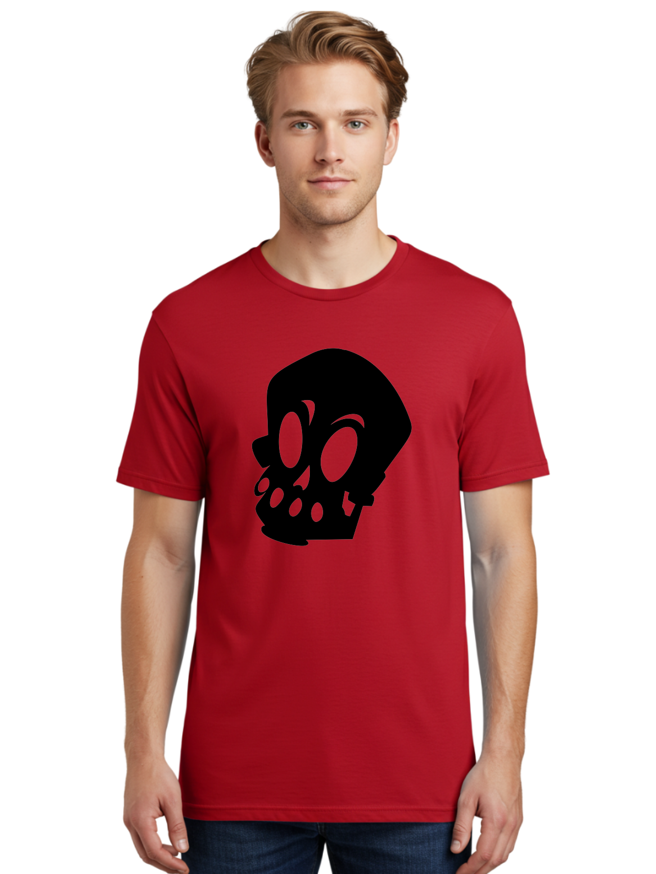 Skull Men'S Graphic Tee, 100% Cotton, Comfortable Casual Summer Wear, Machine Washable, Human Skull, Death Symbol, Gothic Icon, Spooky Emblem, Dark Imagery, Skull Illustration, Goth Culture, Halloween Symbol, Skull Art Aab233