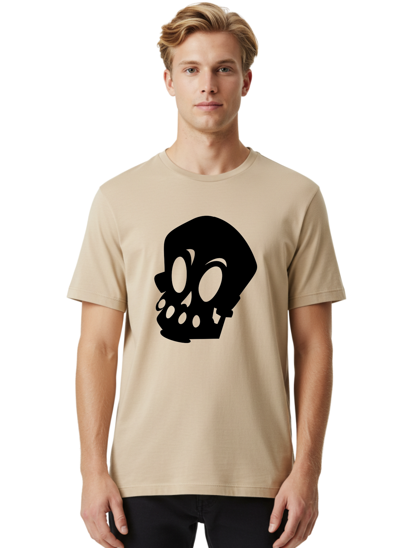 Skull Men'S Graphic Tee, 100% Cotton, Comfortable Casual Summer Wear, Machine Washable, Human Skull, Death Symbol, Gothic Icon, Spooky Emblem, Dark Imagery, Skull Illustration, Goth Culture, Halloween Symbol, Skull Art Aab233