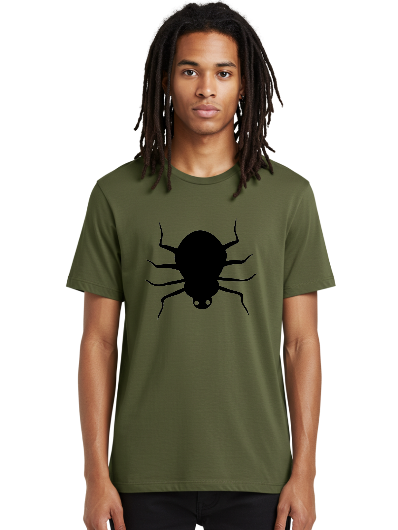 Spider-Silhouette Men'S Graphic Tee, 100% Cotton, Comfortable Casual Summer Wear, Machine Washable, Black Spider Silhouette, Spider Icon, Arachnid Symbol, Creepy Crawlers, Eight-Legged Creature, Menacing Silhouette, Simple Design, Aab234