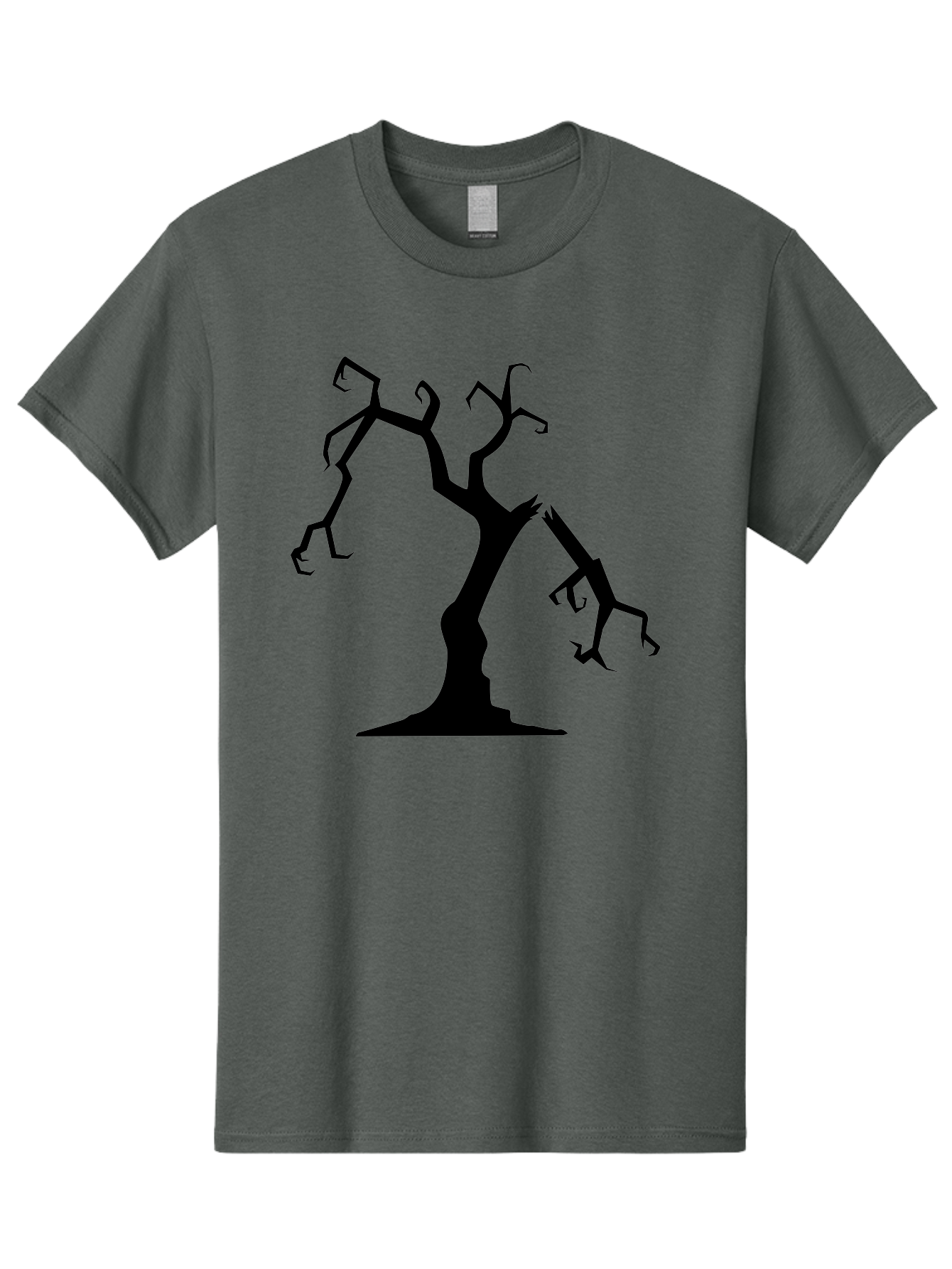 Twisted-Tree Men'S Graphic Tee, 100% Cotton, Comfortable Casual Summer Wear, Machine Washable, Dead Tree, Bare Branches, Twisted Limbs, Spooky Atmosphere, Dark Silhouette, Halloween Theme, Eerie Landscape, Gothic Aesthetic, Mysterious Forest, Aab237