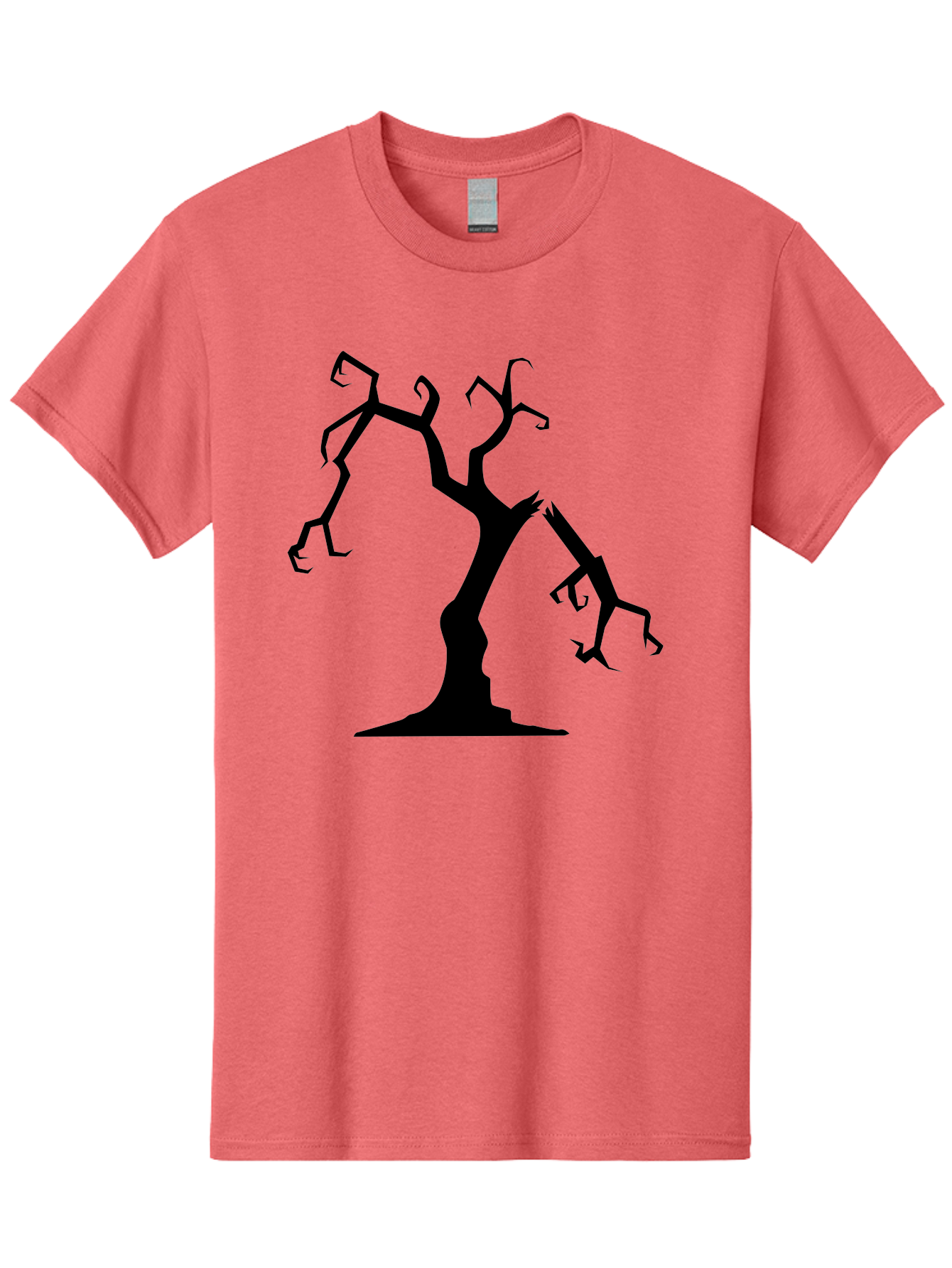 Twisted-Tree Men'S Graphic Tee, 100% Cotton, Comfortable Casual Summer Wear, Machine Washable, Dead Tree, Bare Branches, Twisted Limbs, Spooky Atmosphere, Dark Silhouette, Halloween Theme, Eerie Landscape, Gothic Aesthetic, Mysterious Forest, Aab237