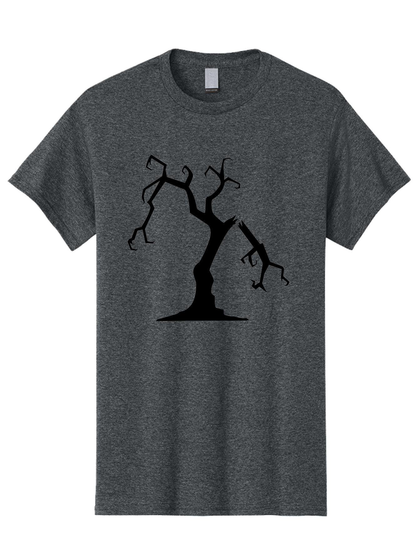 Twisted-Tree Men'S Graphic Tee, 100% Cotton, Comfortable Casual Summer Wear, Machine Washable, Dead Tree, Bare Branches, Twisted Limbs, Spooky Atmosphere, Dark Silhouette, Halloween Theme, Eerie Landscape, Gothic Aesthetic, Mysterious Forest, Aab237