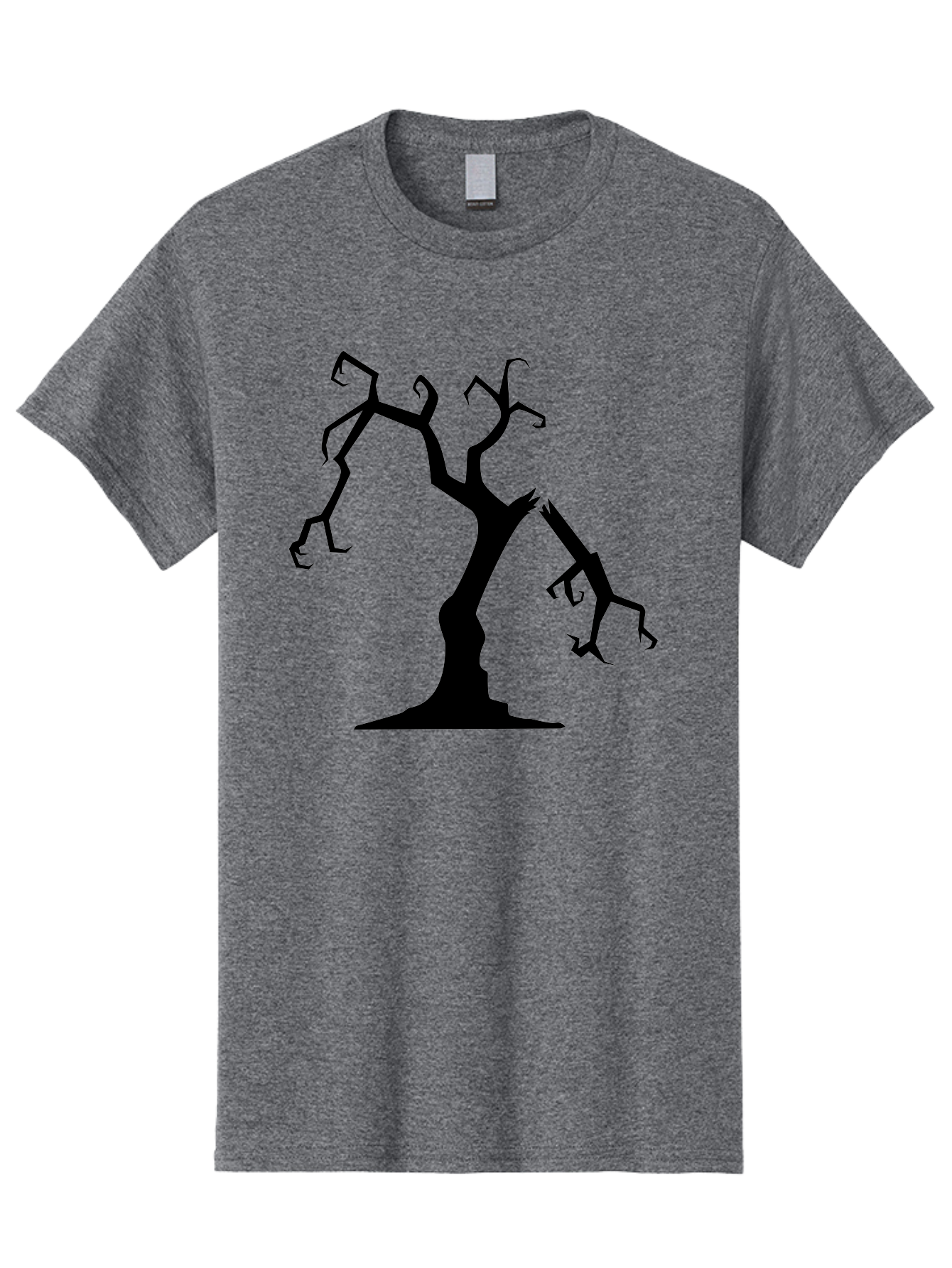Twisted-Tree Men'S Graphic Tee, 100% Cotton, Comfortable Casual Summer Wear, Machine Washable, Dead Tree, Bare Branches, Twisted Limbs, Spooky Atmosphere, Dark Silhouette, Halloween Theme, Eerie Landscape, Gothic Aesthetic, Mysterious Forest, Aab237