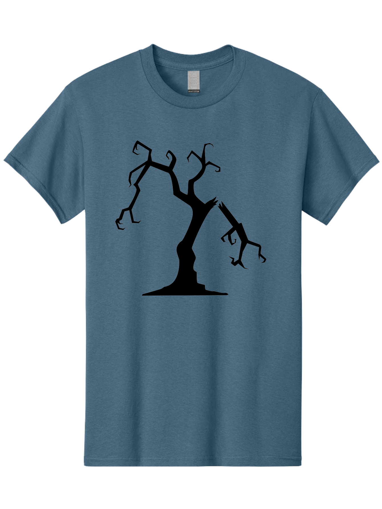Twisted-Tree Men'S Graphic Tee, 100% Cotton, Comfortable Casual Summer Wear, Machine Washable, Dead Tree, Bare Branches, Twisted Limbs, Spooky Atmosphere, Dark Silhouette, Halloween Theme, Eerie Landscape, Gothic Aesthetic, Mysterious Forest, Aab237