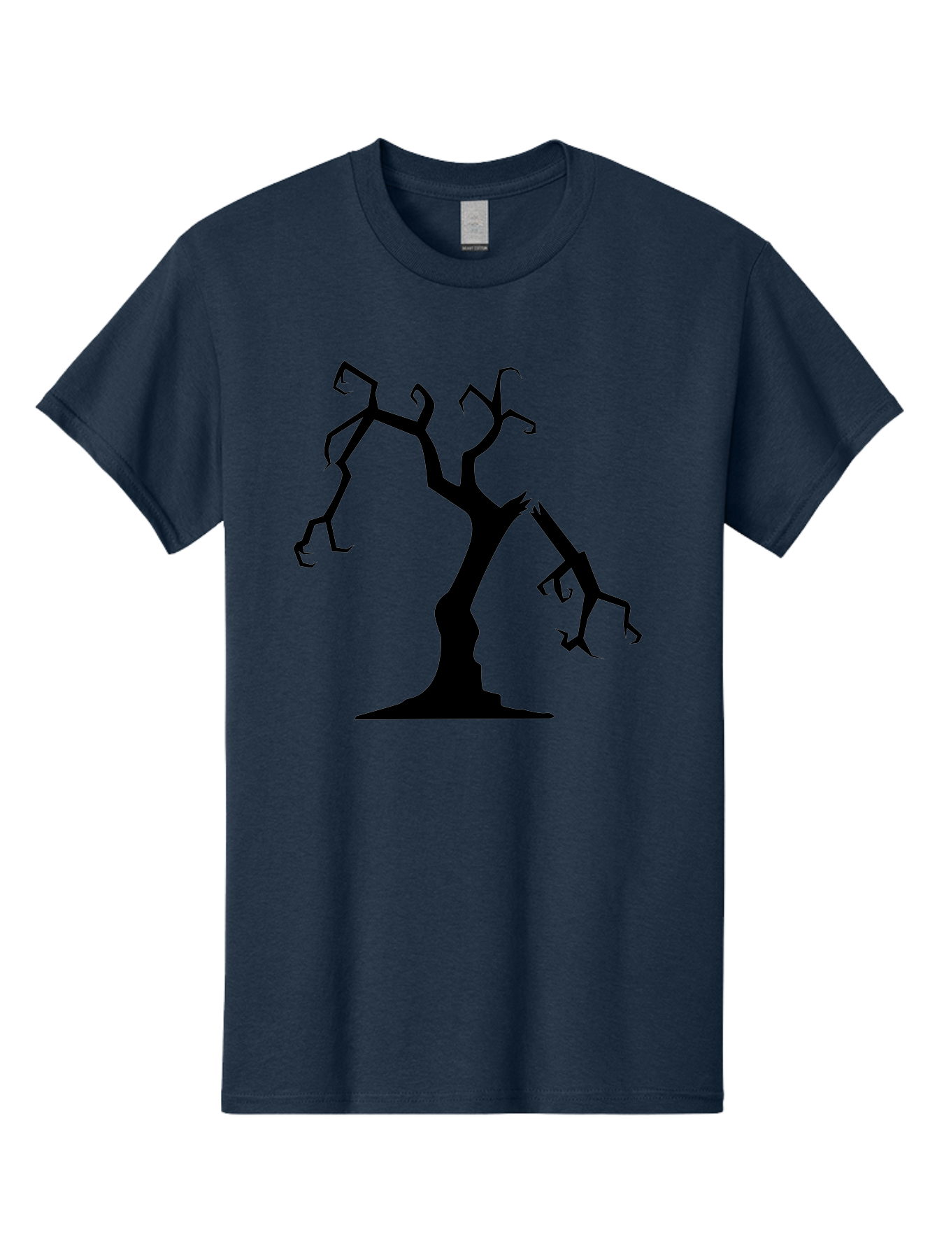 Twisted-Tree Men'S Graphic Tee, 100% Cotton, Comfortable Casual Summer Wear, Machine Washable, Dead Tree, Bare Branches, Twisted Limbs, Spooky Atmosphere, Dark Silhouette, Halloween Theme, Eerie Landscape, Gothic Aesthetic, Mysterious Forest, Aab237
