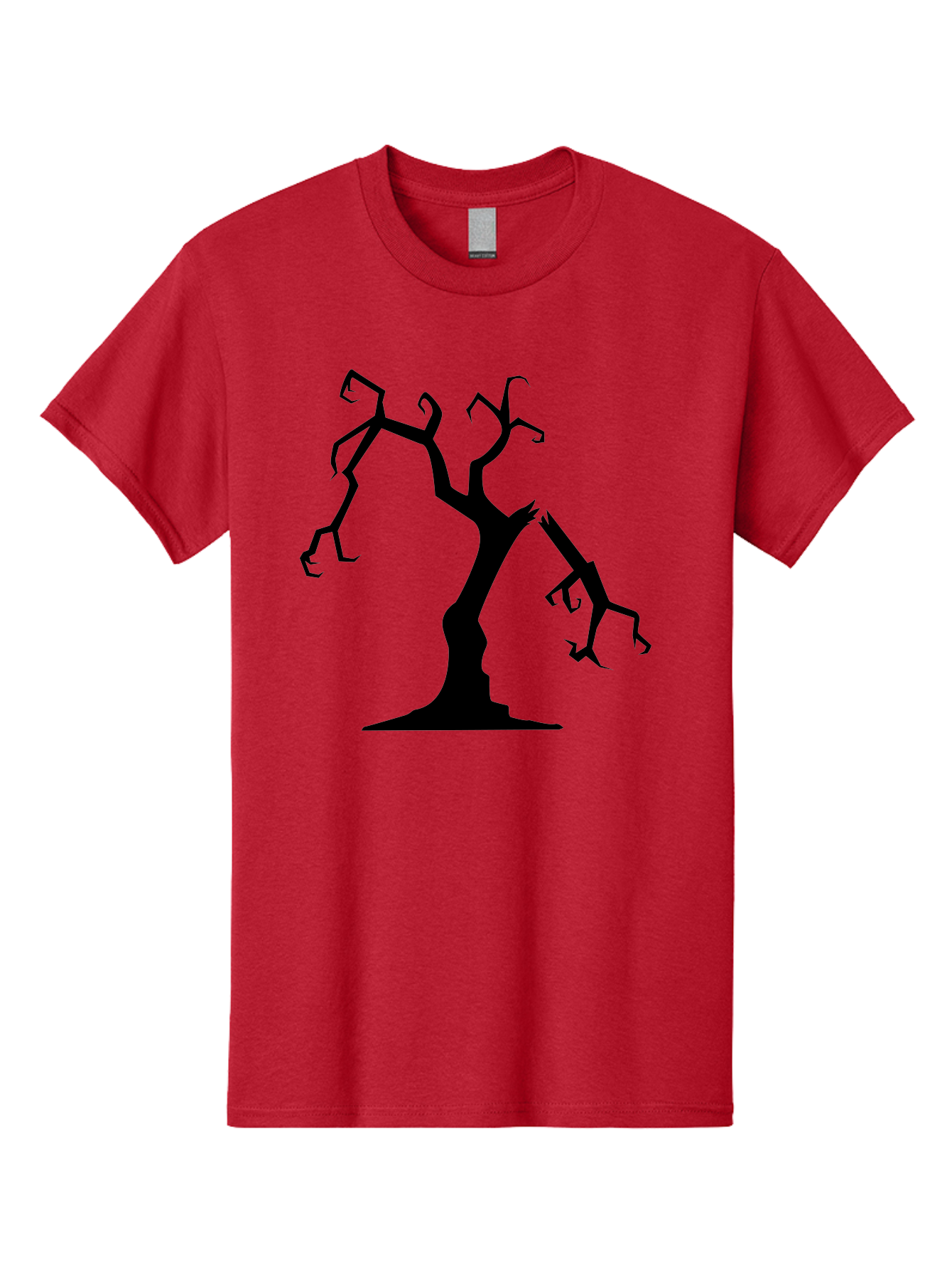 Twisted-Tree Men'S Graphic Tee, 100% Cotton, Comfortable Casual Summer Wear, Machine Washable, Dead Tree, Bare Branches, Twisted Limbs, Spooky Atmosphere, Dark Silhouette, Halloween Theme, Eerie Landscape, Gothic Aesthetic, Mysterious Forest, Aab237