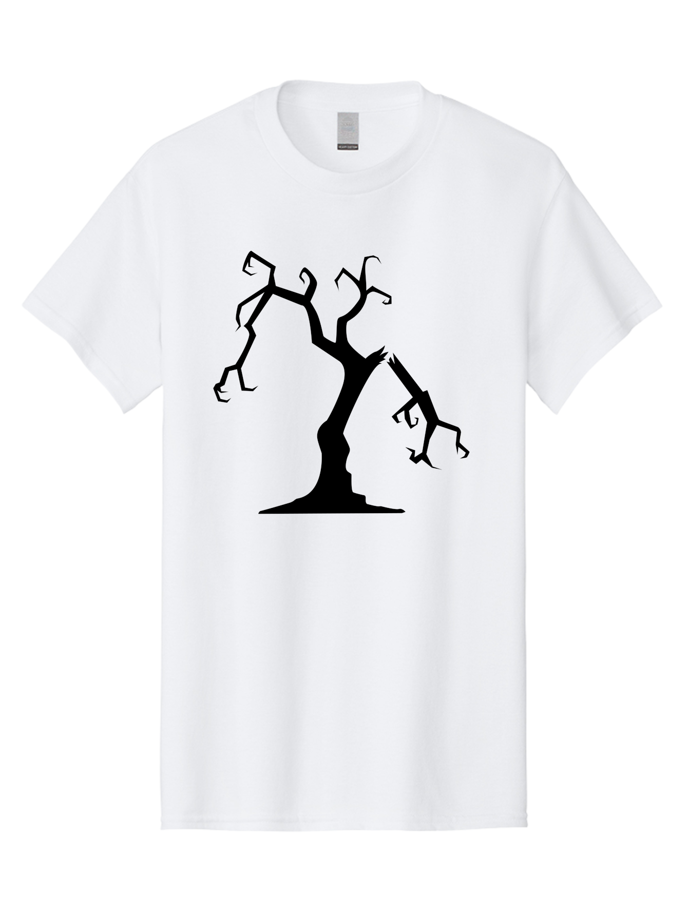 Twisted-Tree Men'S Graphic Tee, 100% Cotton, Comfortable Casual Summer Wear, Machine Washable, Dead Tree, Bare Branches, Twisted Limbs, Spooky Atmosphere, Dark Silhouette, Halloween Theme, Eerie Landscape, Gothic Aesthetic, Mysterious Forest, Aab237