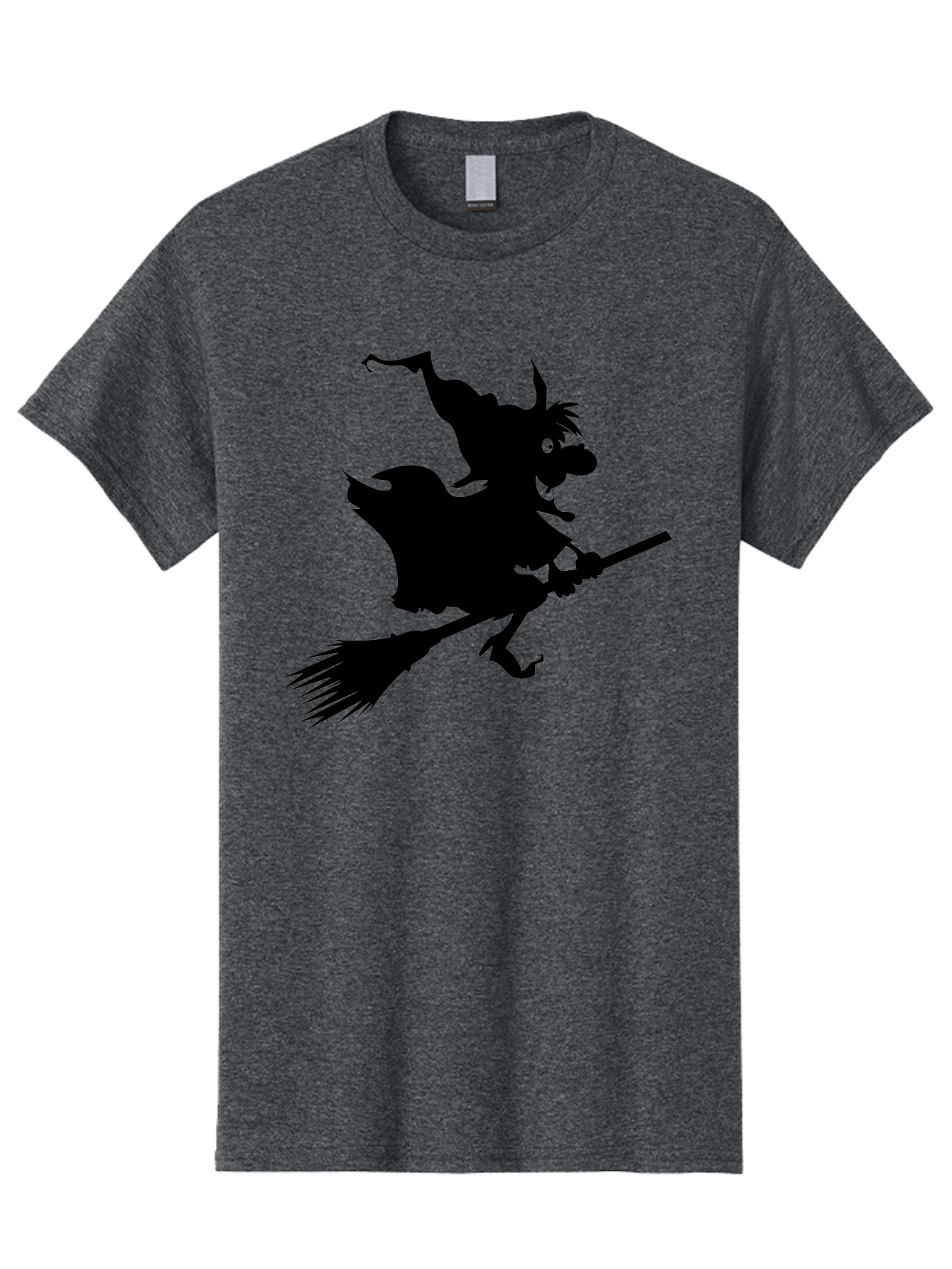 Witch-On-Broomstick Men'S Graphic Tee, 100% Cotton, Comfortable Casual Summer Wear, Machine Washable, Witch On Broomstick, Flying Witch, Halloween Character, Silhouette Art, Magical Creature, Spooky Theme, Mysterious Atmosphere, Aab239